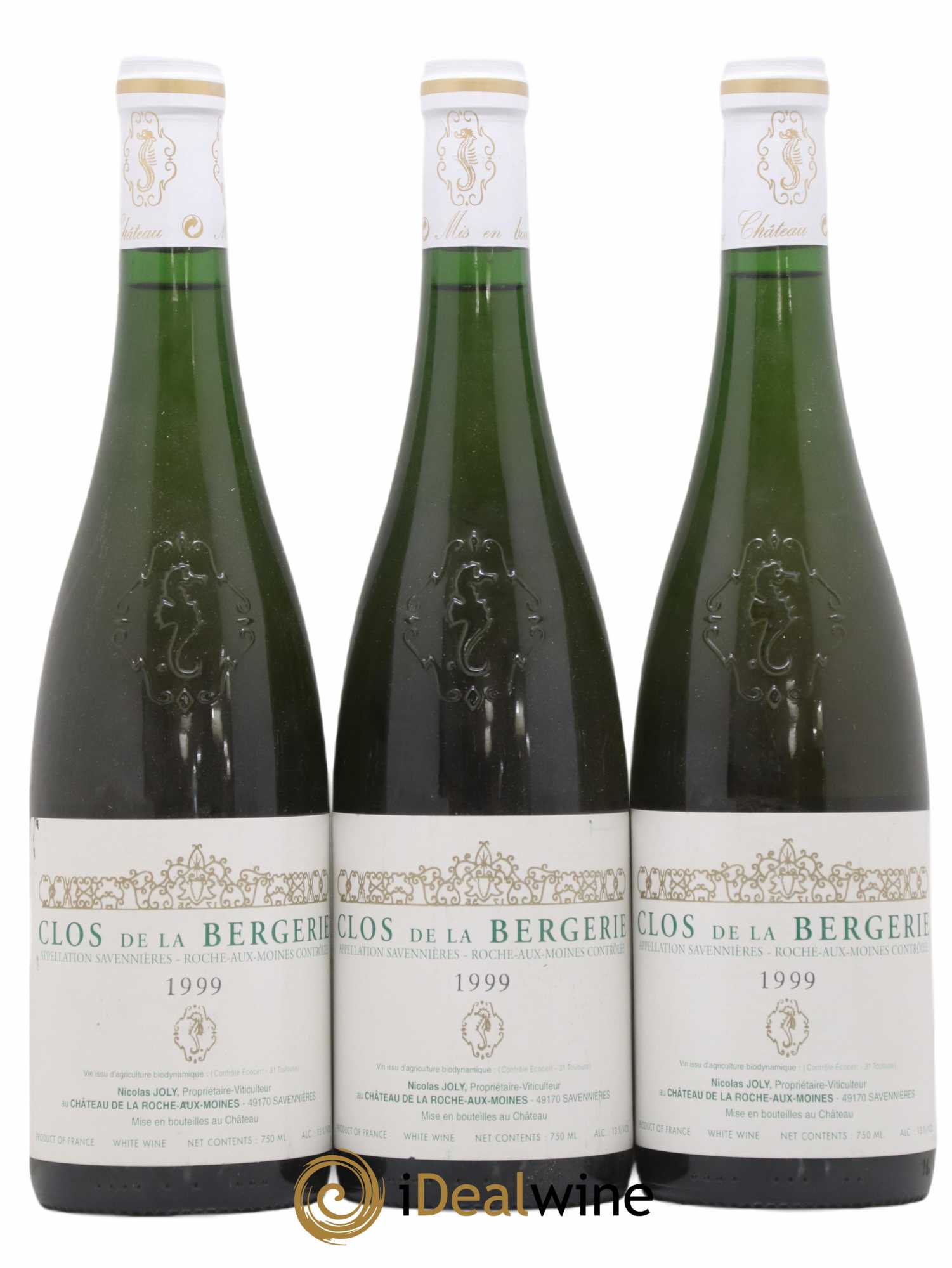 Savennières Roche aux Moines Clos de la Bergerie Vignobles de la Coulée de Serrant - Nicolas Joly 1999 - Lot de 3 bouteilles - 0
