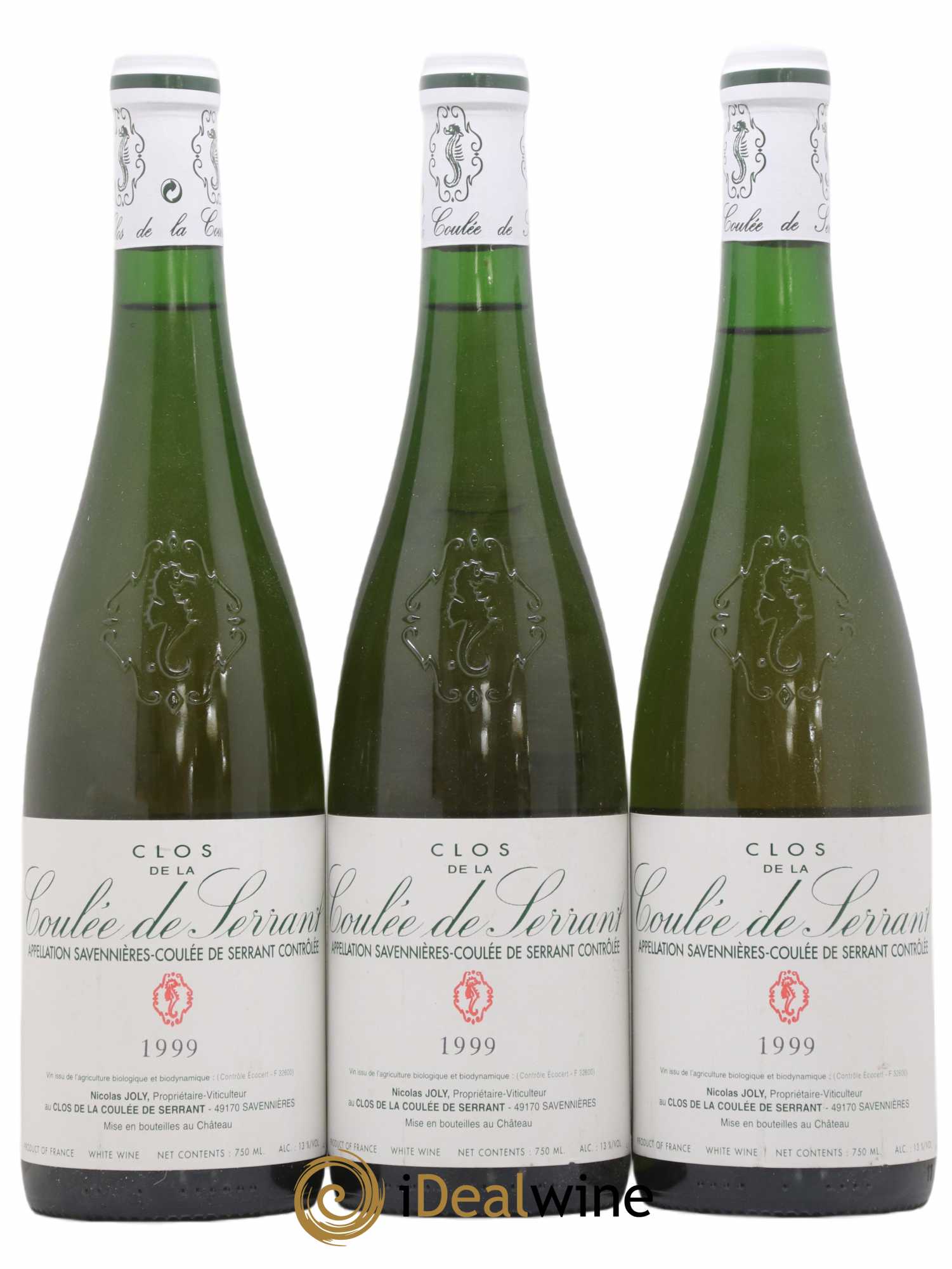 Savennières Clos de la Coulée de Serrant Vignobles de la Coulée de Serrant - Nicolas Joly 1999 - Lot de 3 bouteilles - 0