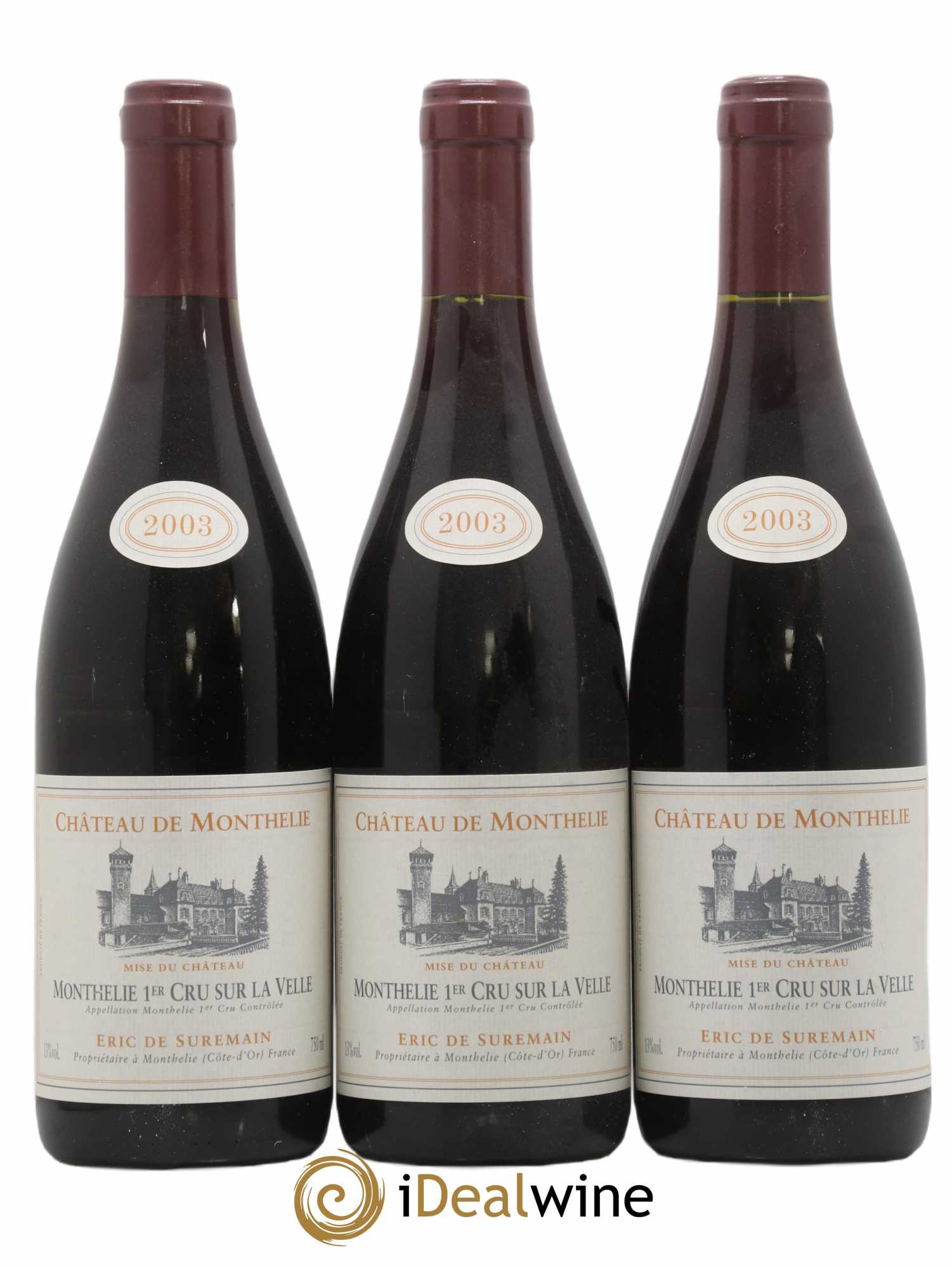 Monthélie 1er Cru Sur La Velle Château De Monthélie De Suremain 2003 - Lot de 3 bouteilles - 0
