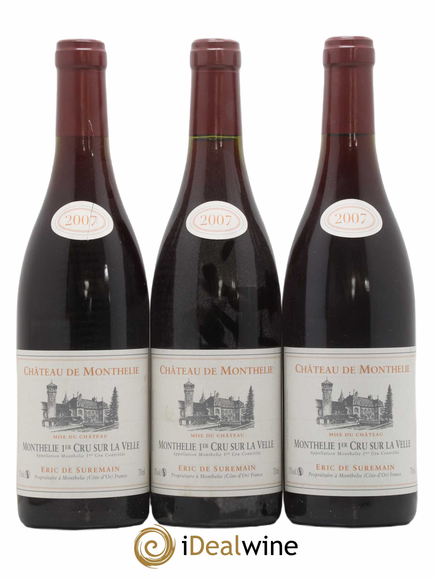 Monthélie 1er Cru Sur La Velle Château De Monthélie De Suremain 2007 - Lot de 3 bouteilles - 0