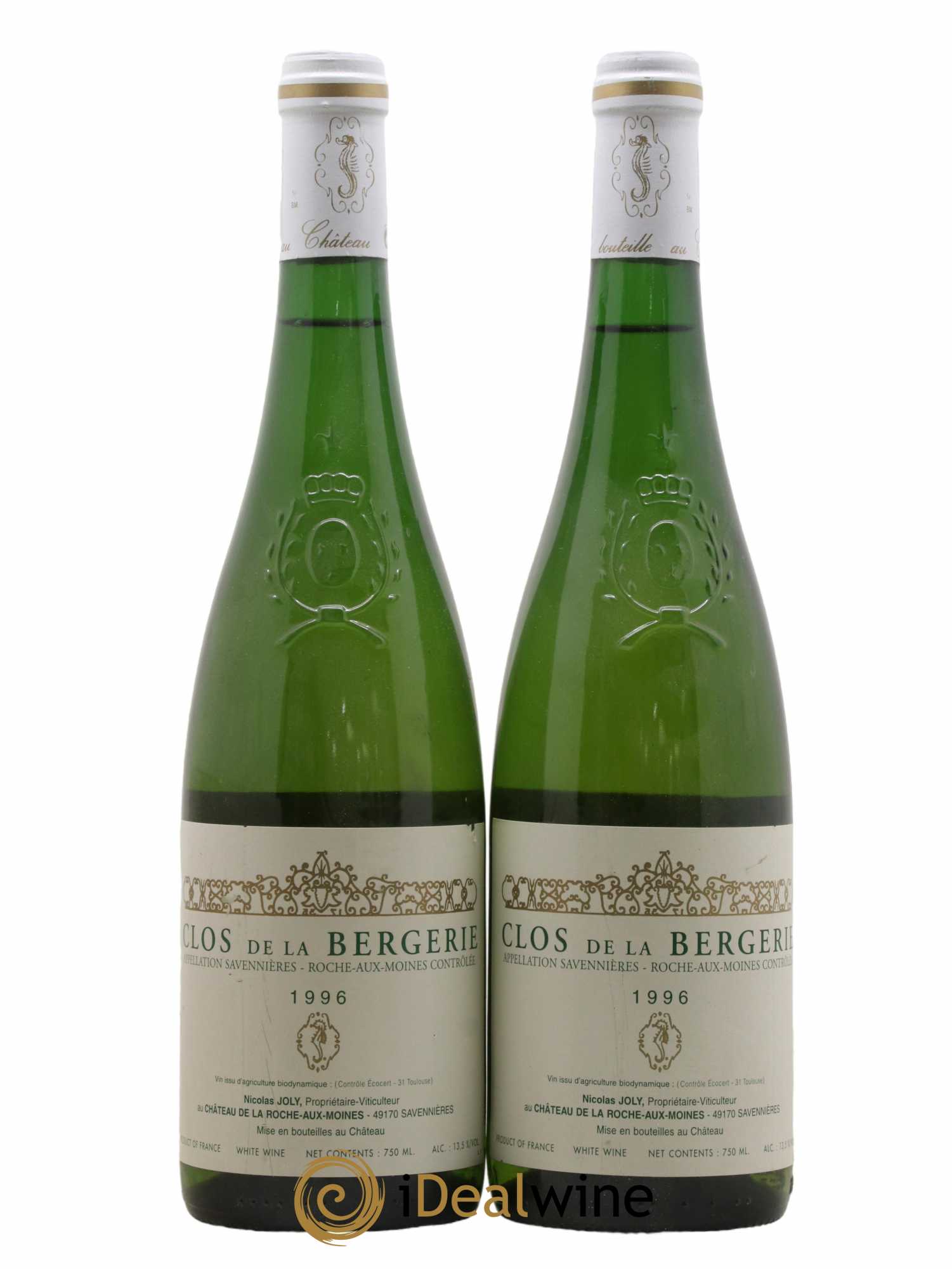 Savennières Roche aux Moines Clos de la Bergerie Vignobles de la Coulée de Serrant - Nicolas Joly 1996 - Lot de 2 bouteilles - 0