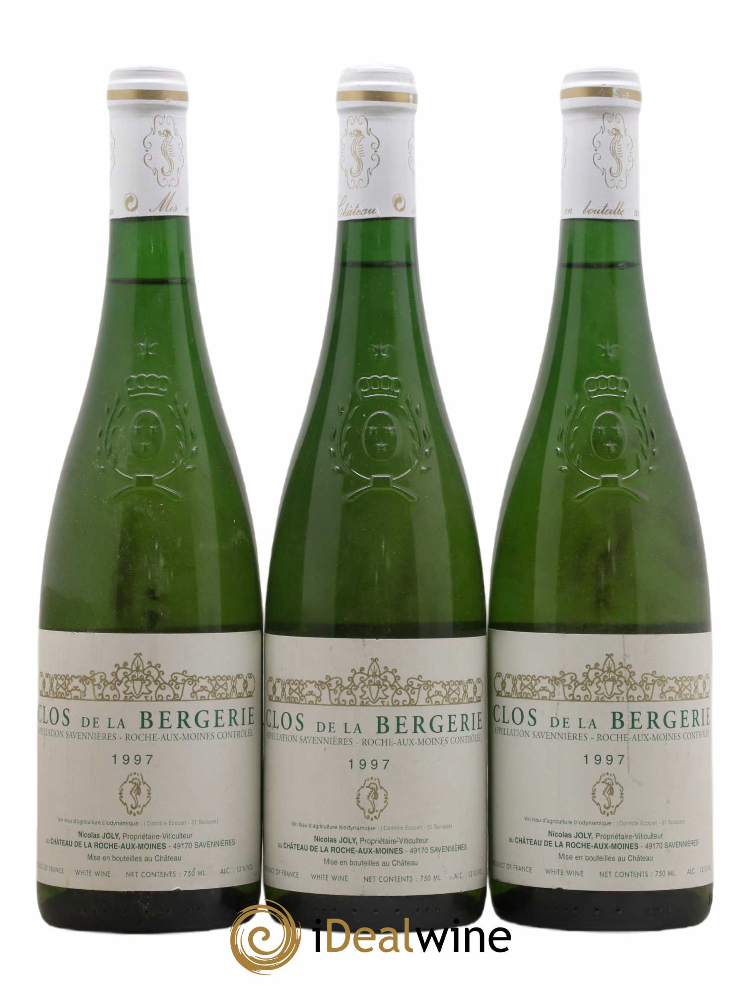 Savennières Roche aux Moines Clos de la Bergerie Vignobles de la Coulée de Serrant - Nicolas Joly 1997 - Lot de 3 bouteilles - 0