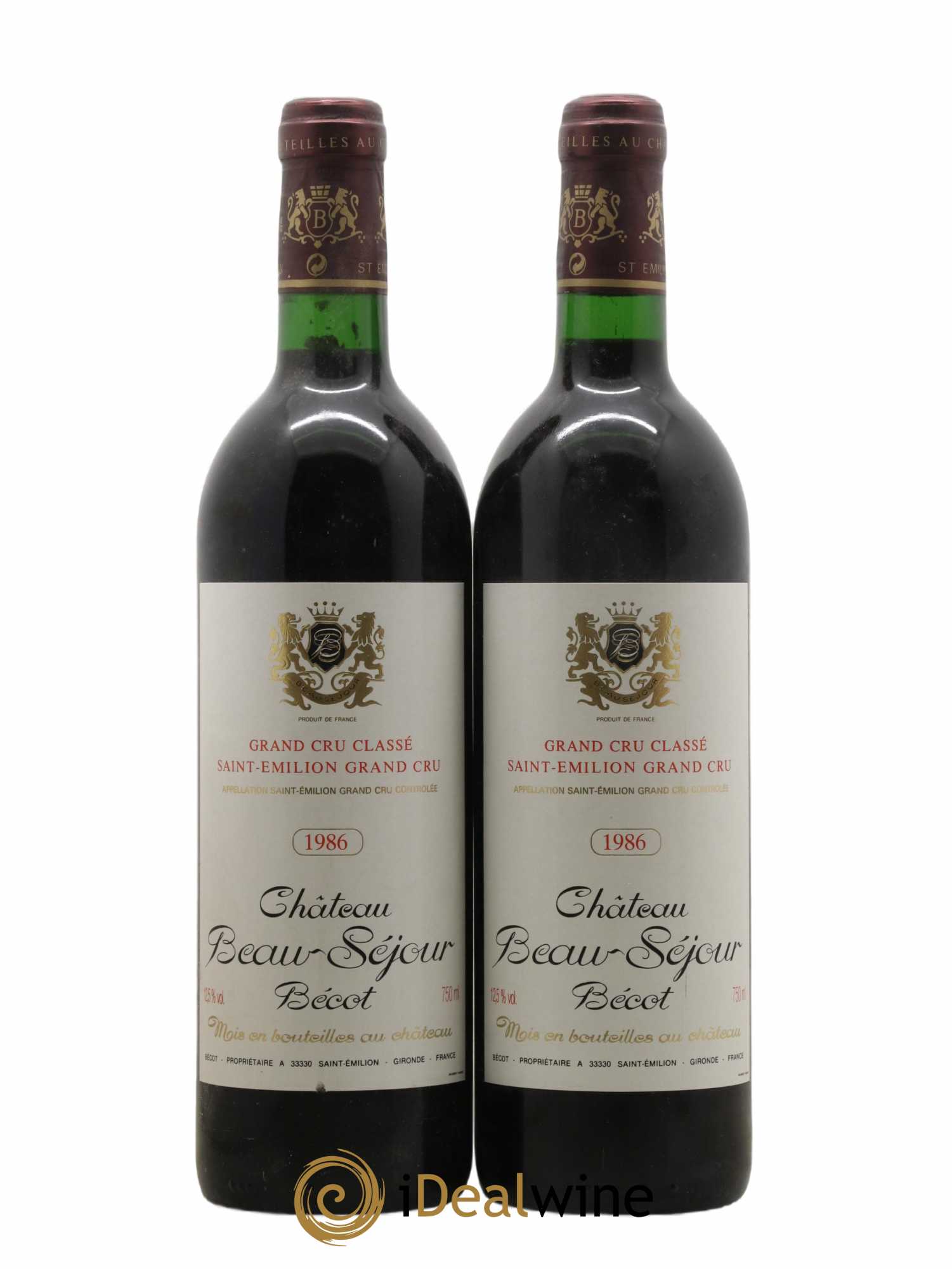 Château Beau-Séjour Bécot 1er Grand Cru Classé B 1986 - Lot de 2 bouteilles - 0