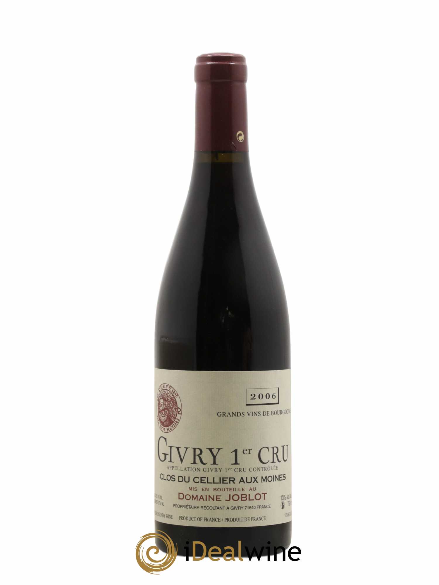 Givry 1er Cru Clos du Cellier aux Moines Joblot (Domaine) (sans prix de réserve) 2006 - Lot de 1 bouteille - 0