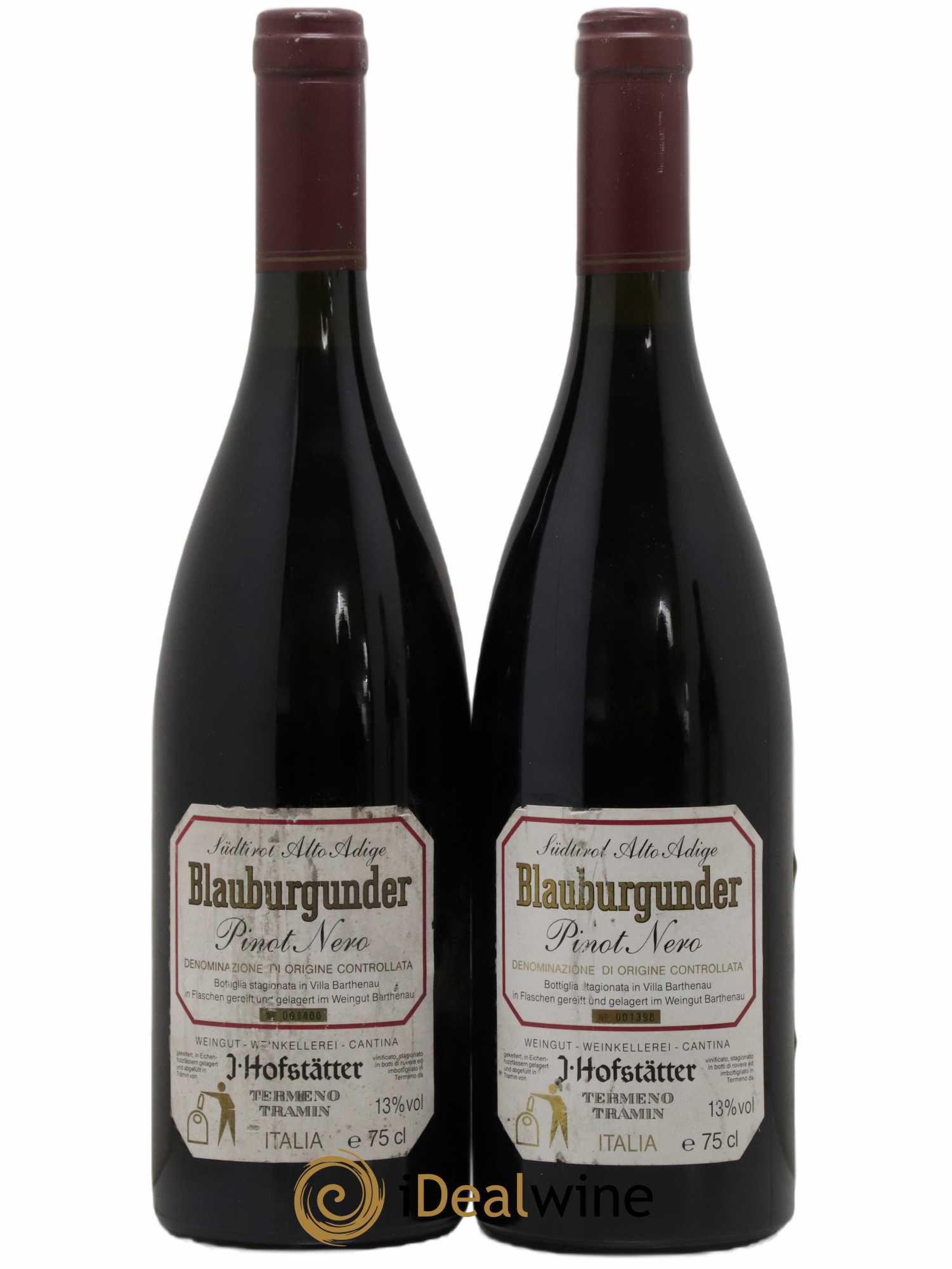 Trentin Haut Adige Blauburgunder Hofstatter Mazzon Villa Barthenau 1988 - Lotto di 2 bottiglie - 1