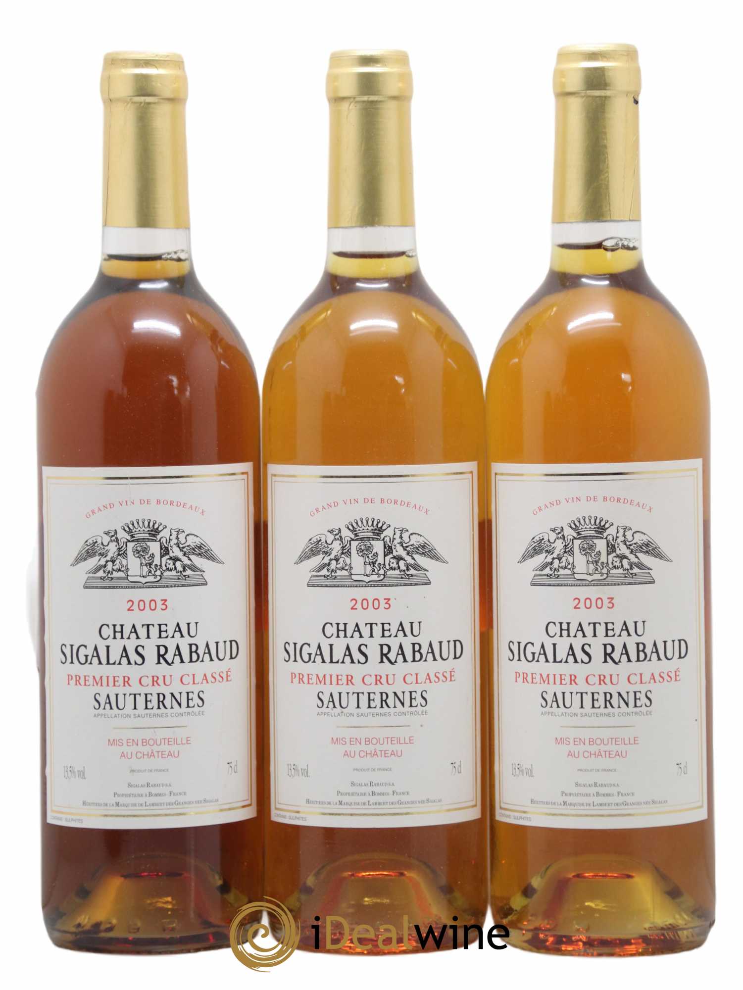 Château Sigalas Rabaud 1er Grand Cru Classé 2003 - Lotto di 3 bottiglie - 0