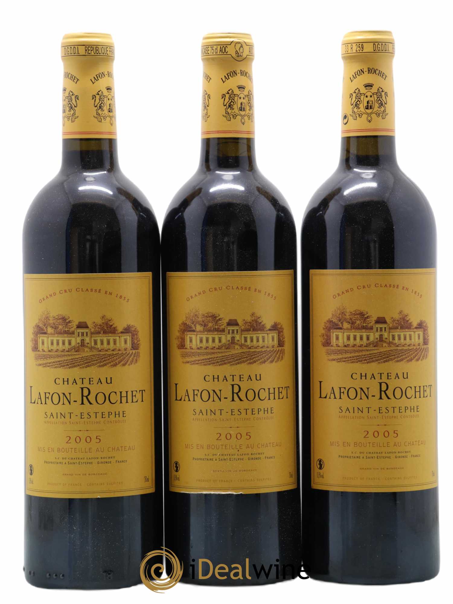 Château Lafon Rochet 4ème Grand Cru Classé 2005 - Lot de 3 bouteilles - 0