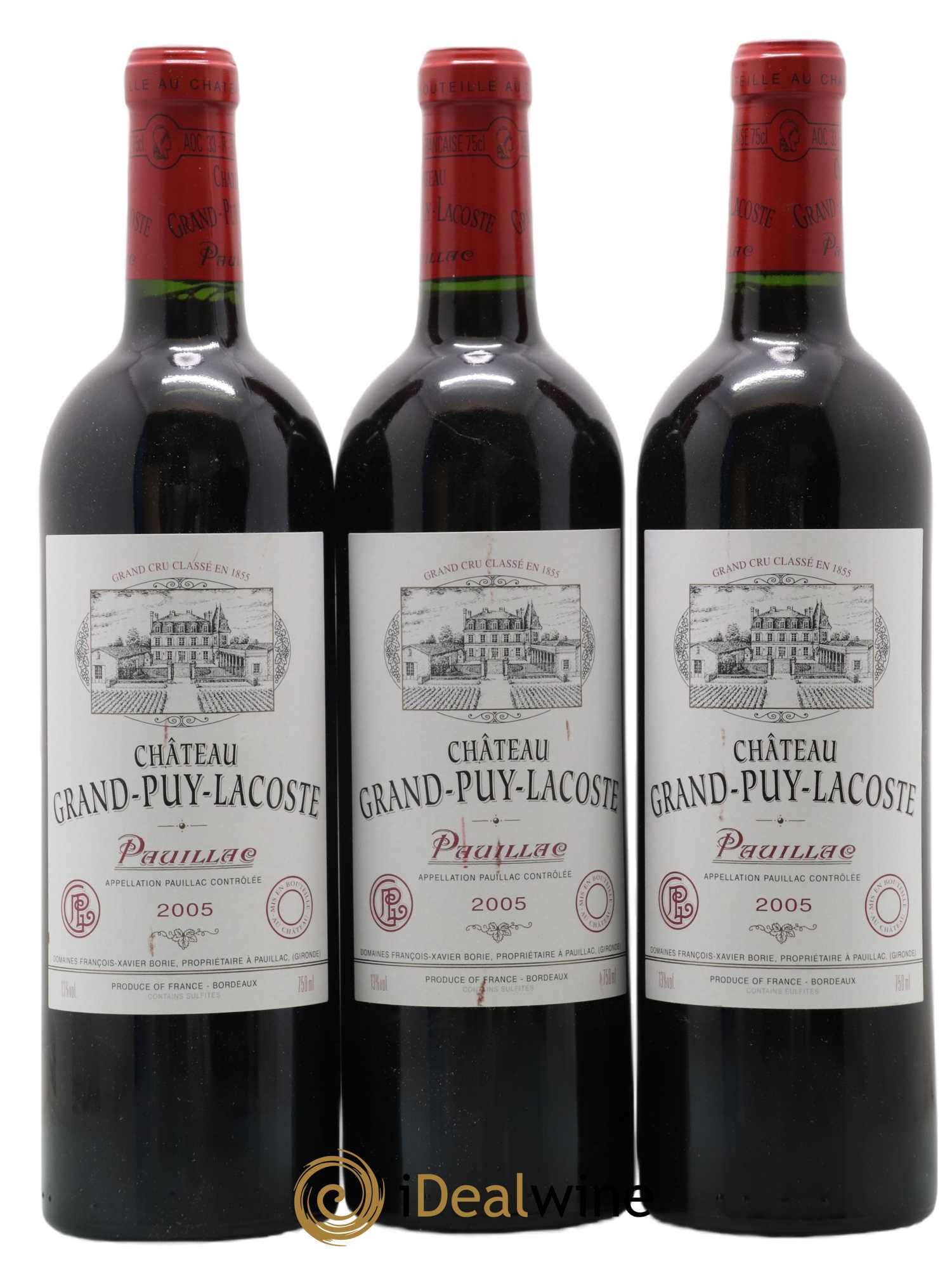 Château Grand Puy Lacoste 5ème Grand Cru Classé 2005 - Lot de 3 bouteilles - 0