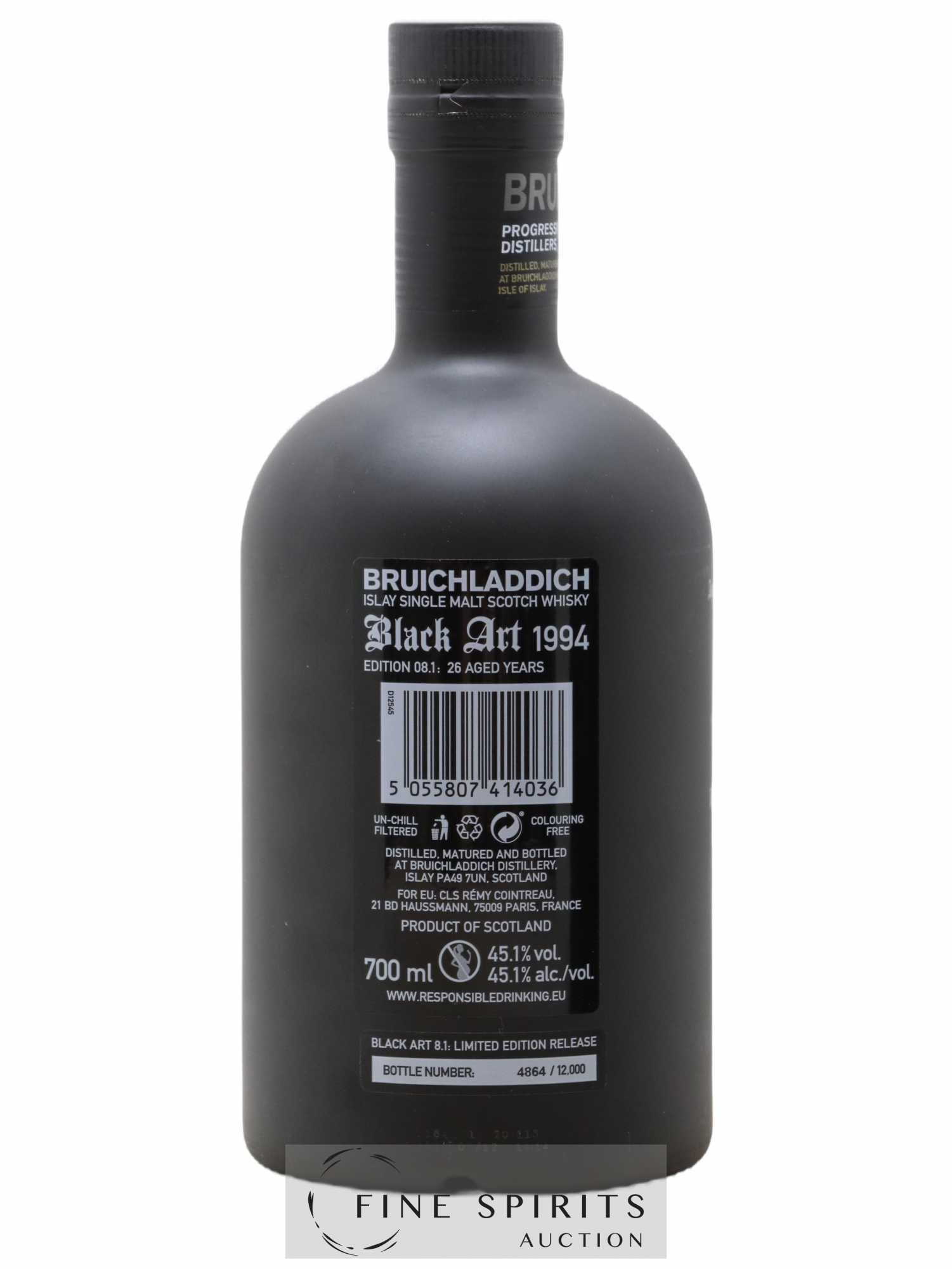 Bruichladdich 26 years 1994 Of. Black Art Edition 08.1 One of 12000 Unpeated - Lot de 1 bouteille - 2