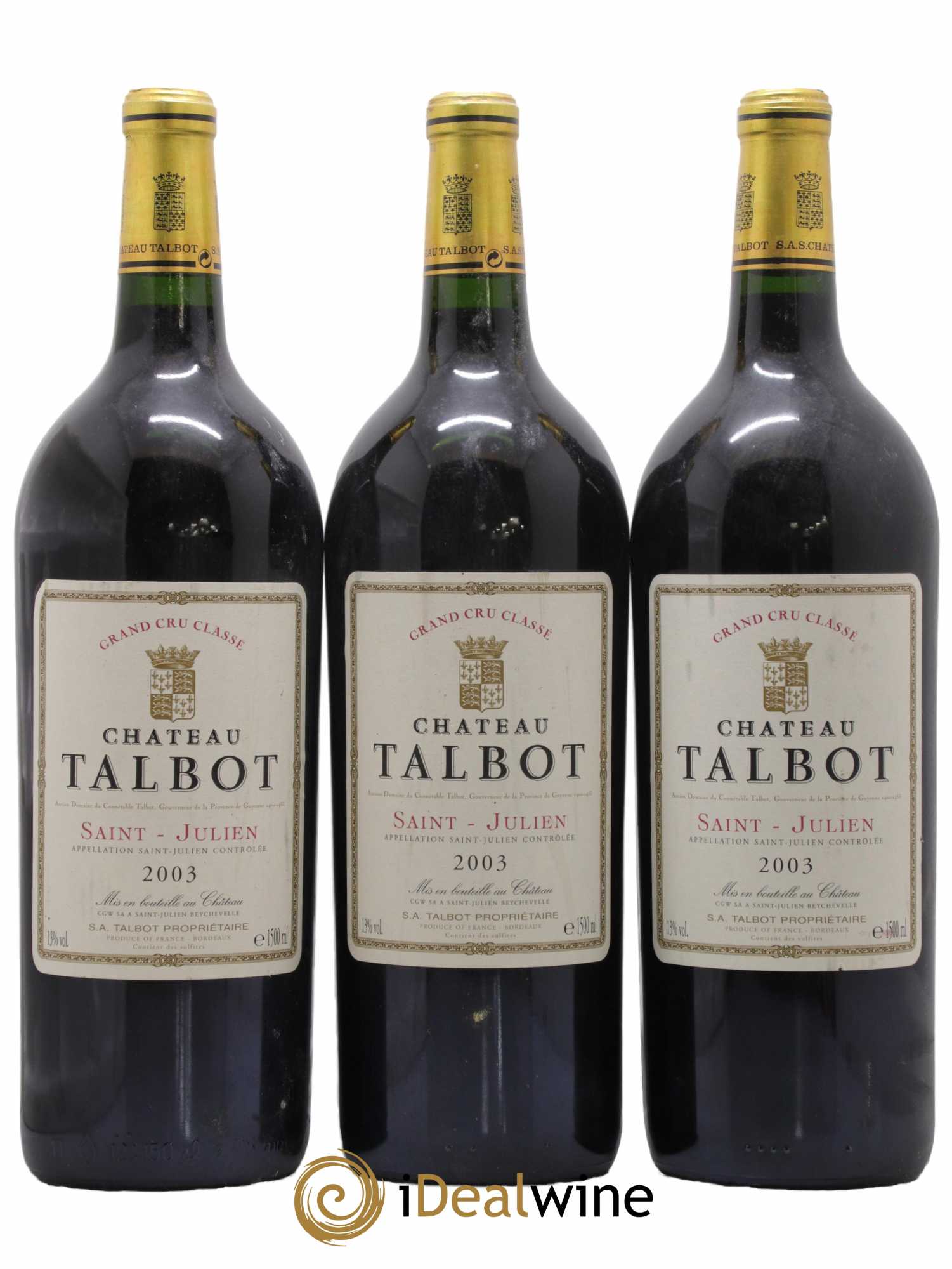 Château Talbot 4ème Grand Cru Classé 2003 - Lot de 3 magnums - 0