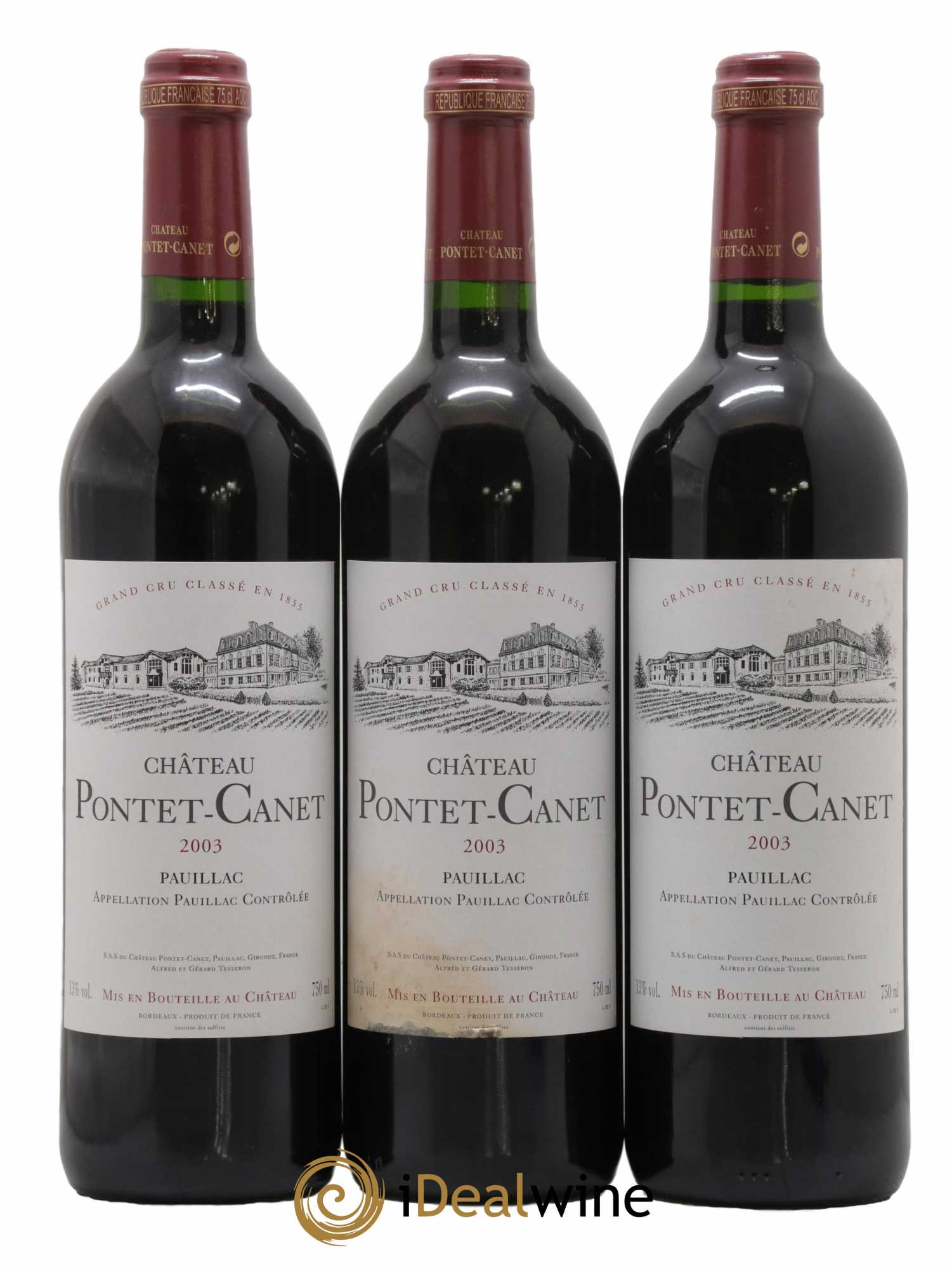 Château Pontet Canet 5ème Grand Cru Classé 2003 - Lot de 6 bouteilles - 1