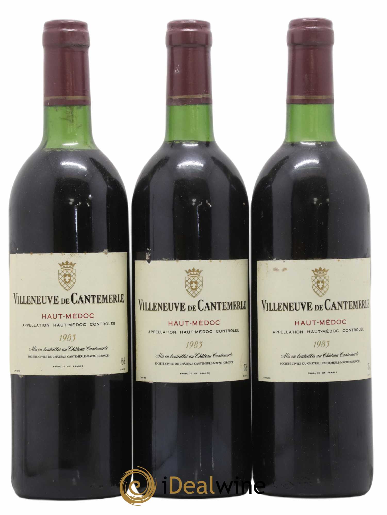Baron Villeneuve de Château Cantemerle 1983 - Lot de 3 bouteilles - 0