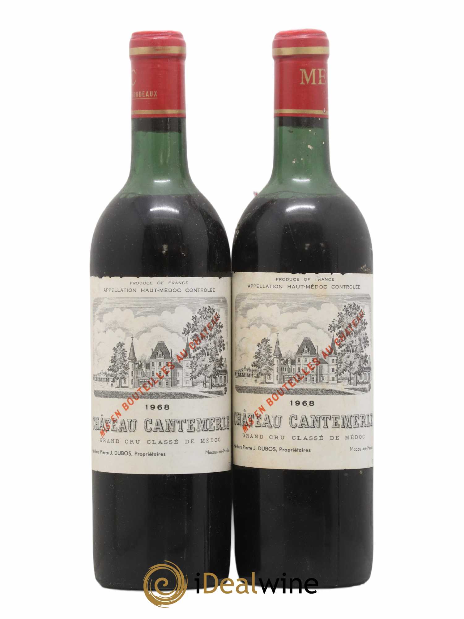 Château Cantemerle 5ème Grand Cru Classé 1968 - Lotto di 2 bottiglie - 0