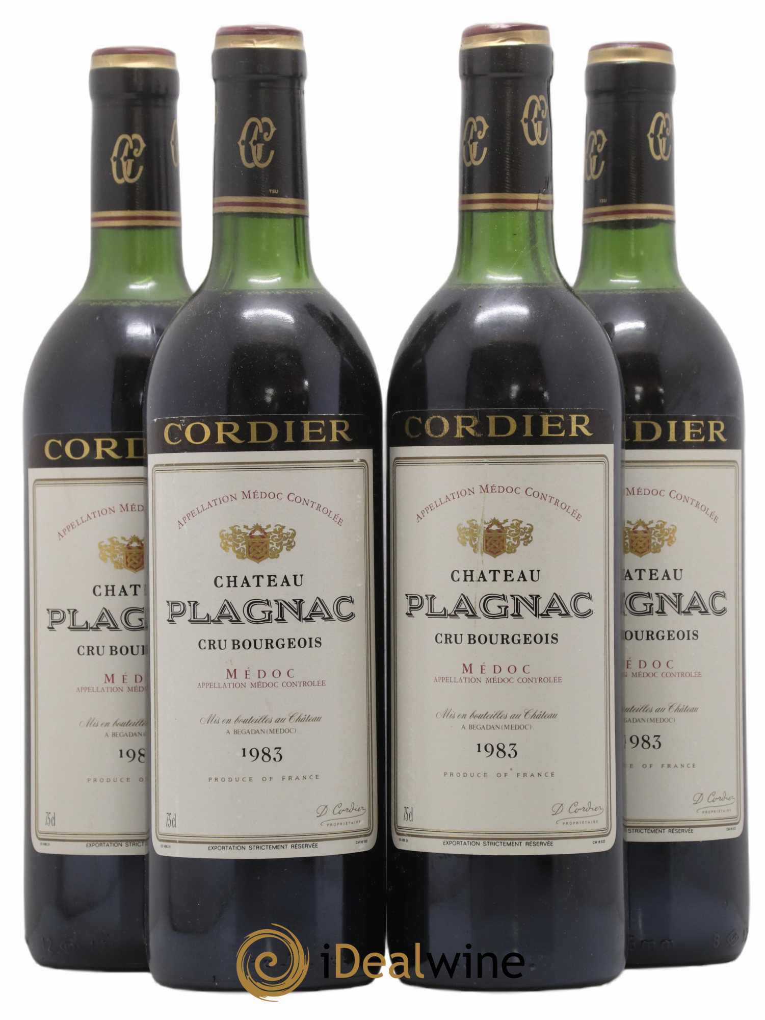 Château Plagnac Cru Bourgeois 1983 - Lot de 4 bouteilles - 0