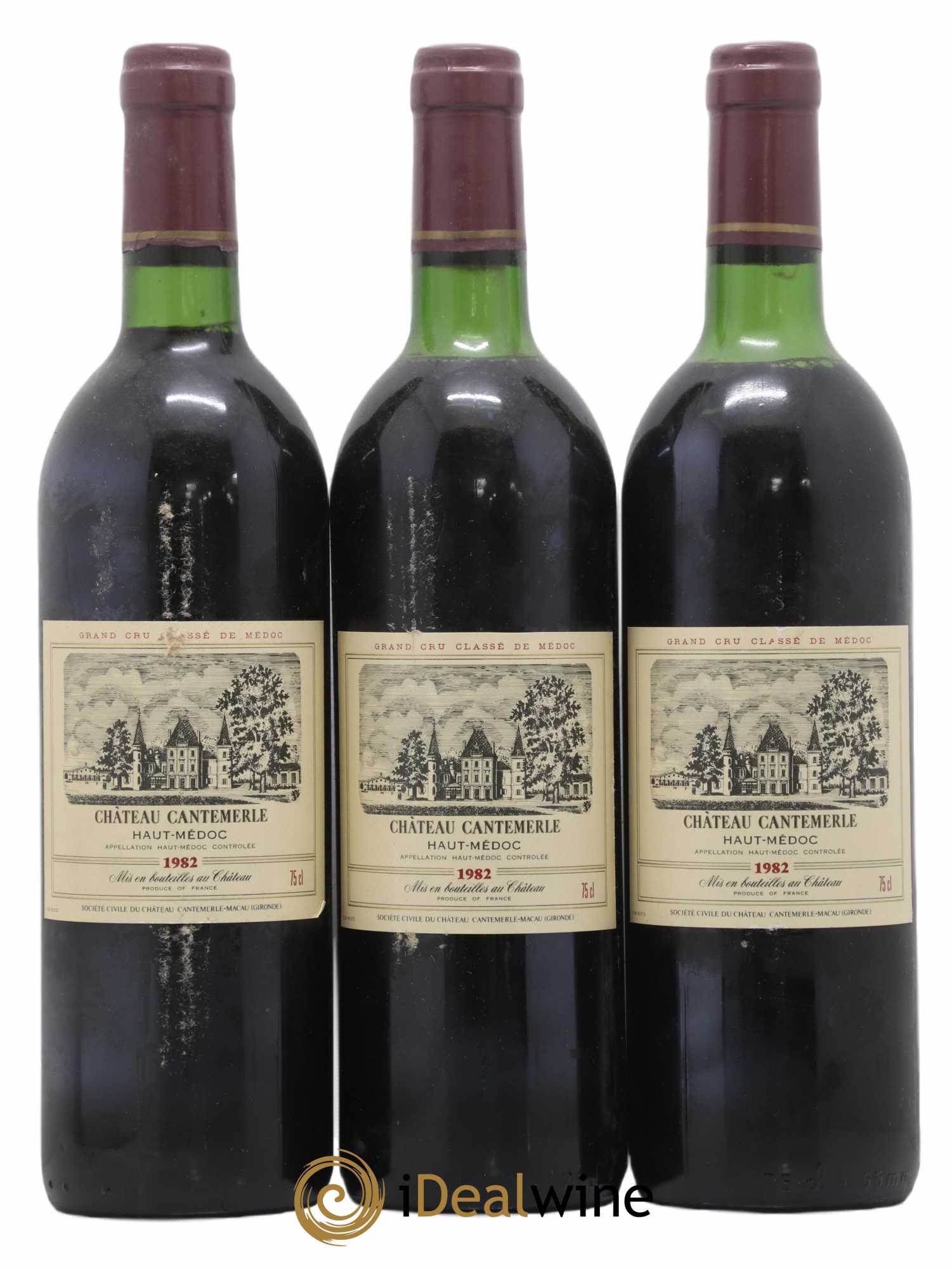 Château Cantemerle 5ème Grand Cru Classé 1982 - Lot de 3 bouteilles - 0