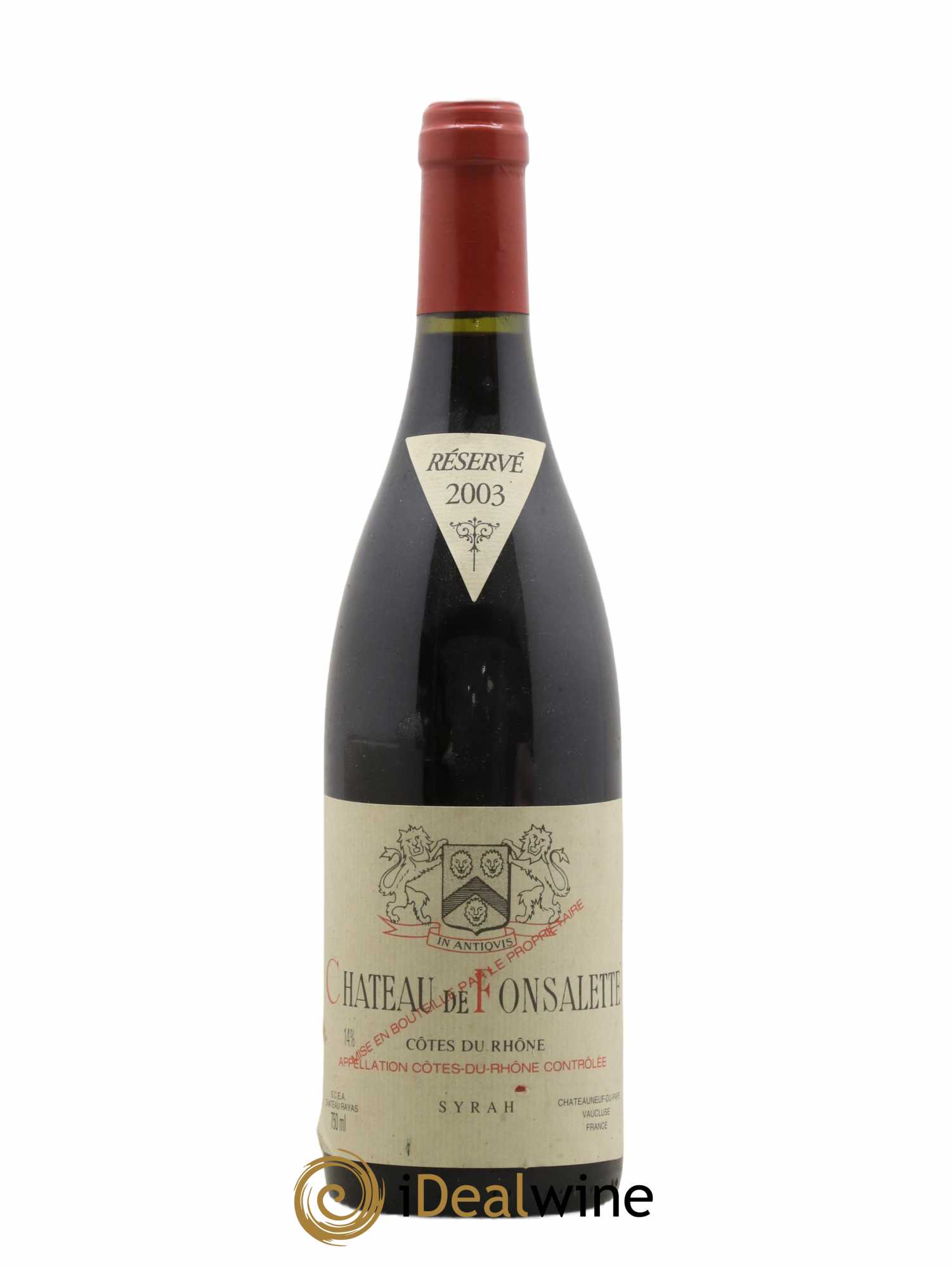 Côtes-du-Rhône Cuvée Syrah Château de Fonsalette 2003 - Lot de 1 bouteille - 0