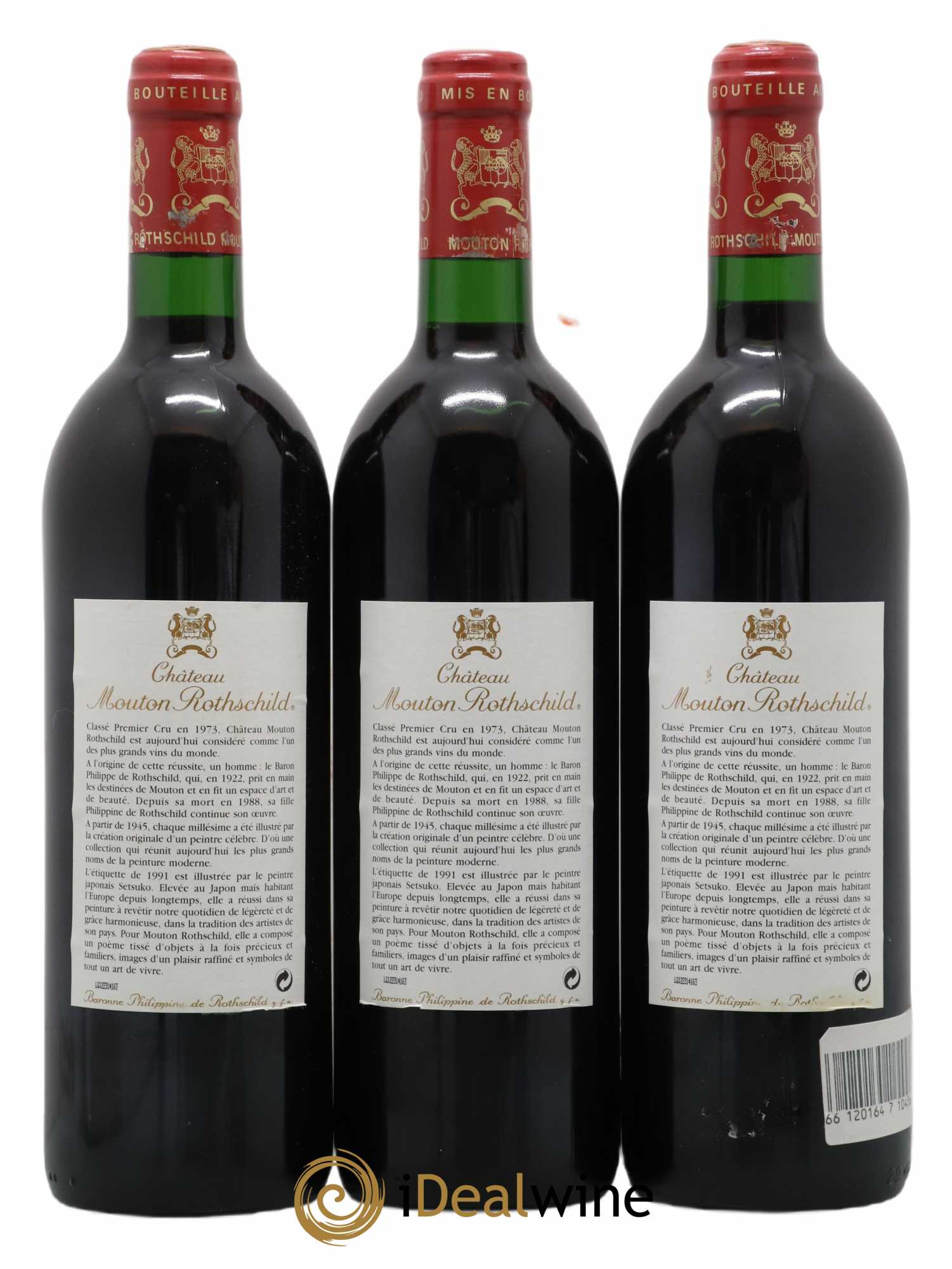 Château Mouton Rothschild 1er Grand Cru Classé 1991 - Lot of 3 bottles - 1