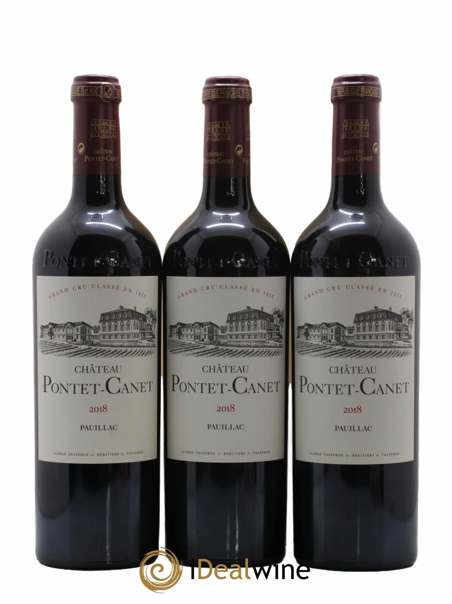 Château Pontet Canet 5ème Grand Cru Classé 2018 - Lot de 3 bouteilles - 0