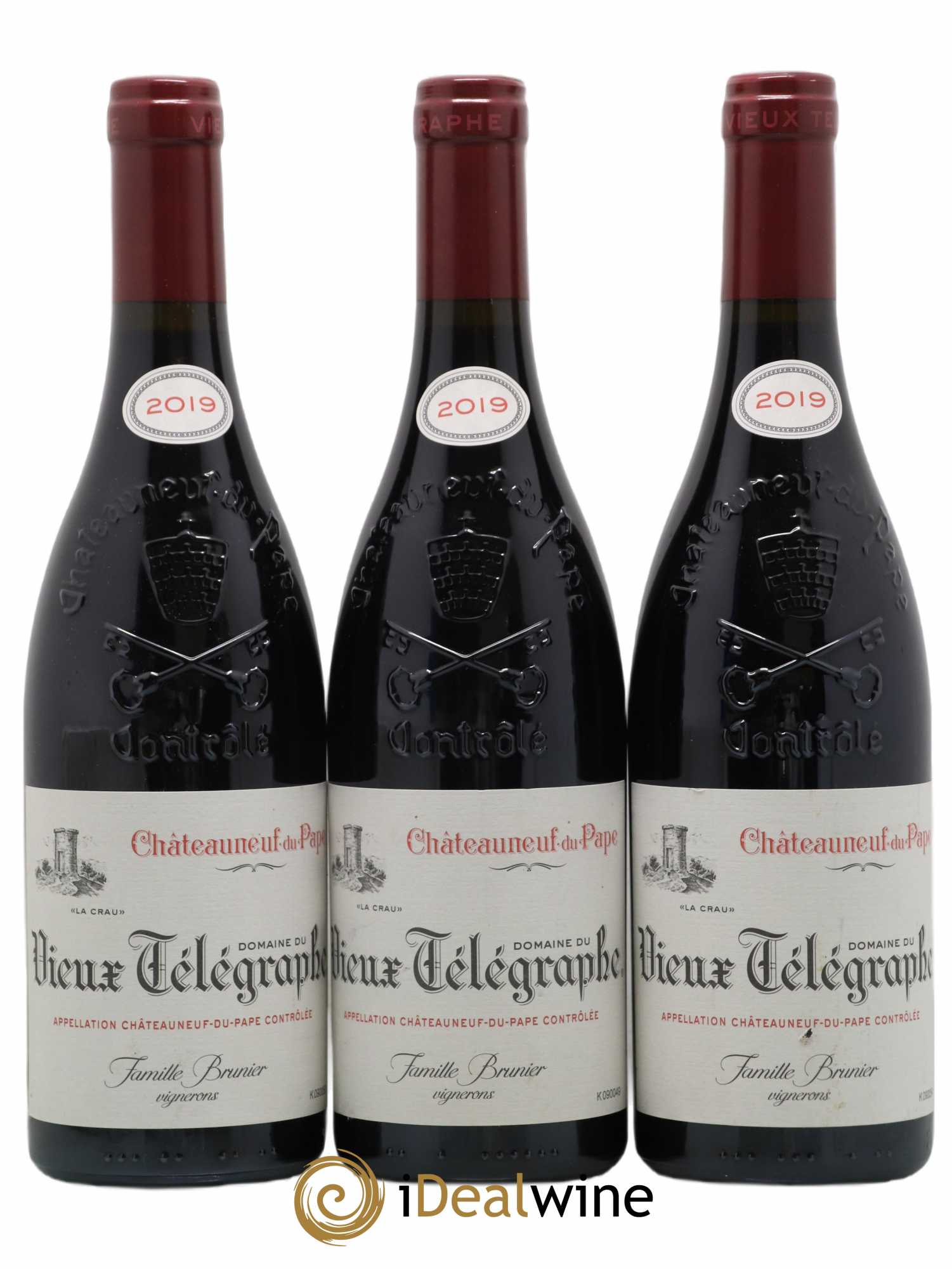 Châteauneuf-du-Pape Vieux Télégraphe (Domaine du) Vignobles Brunier 2019 - Lot de 3 bouteilles - 0