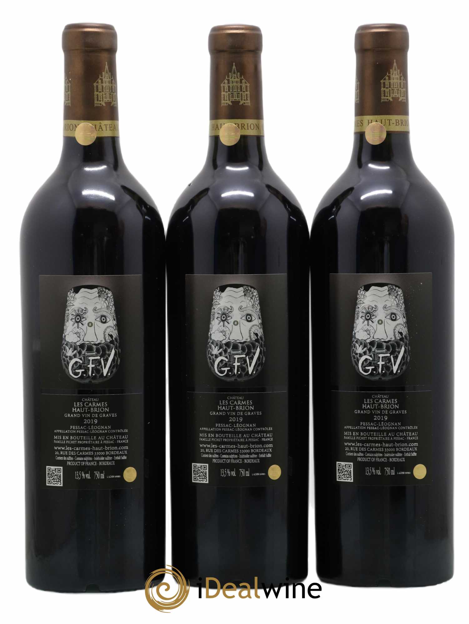 Château Les Carmes Haut-Brion 2019 - Lot of 3 bottles - 1