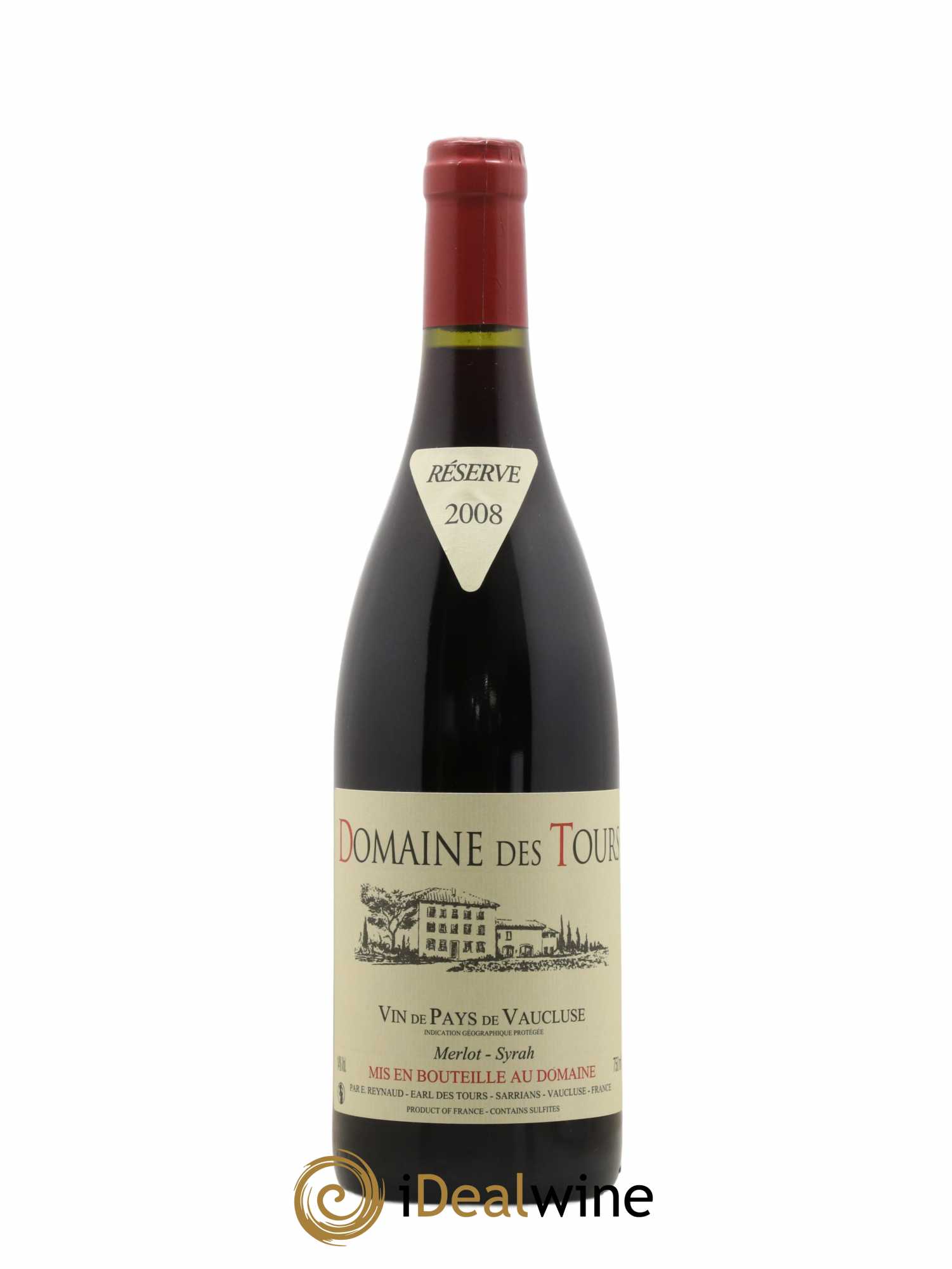Vaucluse Domaine des Tours Merlot-Syrah Emmanuel Reynaud 2008 - Lot de 1 bouteille - 0
