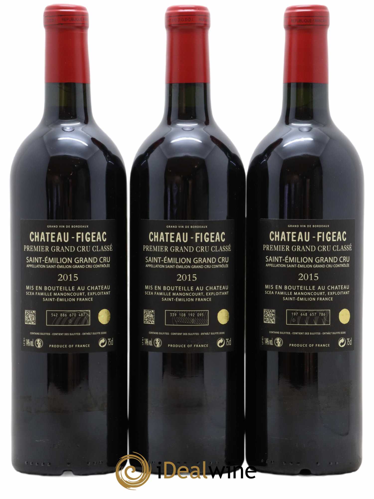 Château Figeac 1er Grand Cru Classé A 2015 - Lot de 3 bouteilles - 1