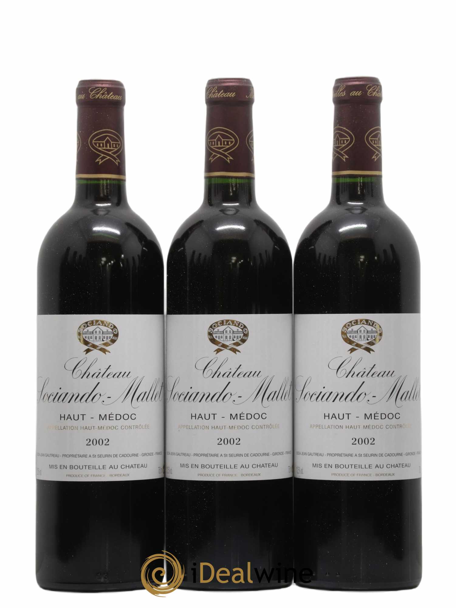 Château Sociando Mallet 2002 - Lot of 12 bottles - 1