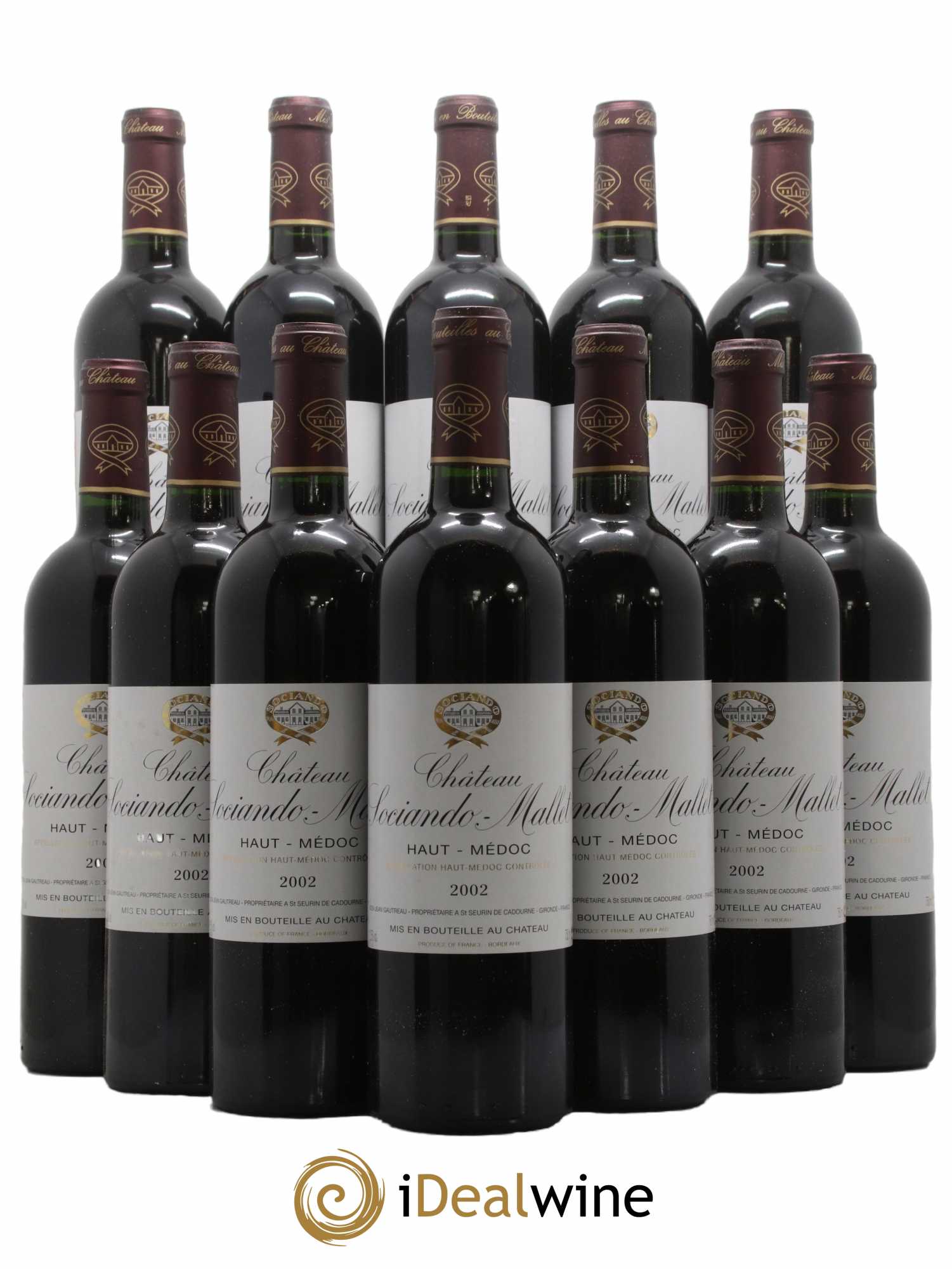 Château Sociando Mallet 2002 - Lot of 12 bottles - 0