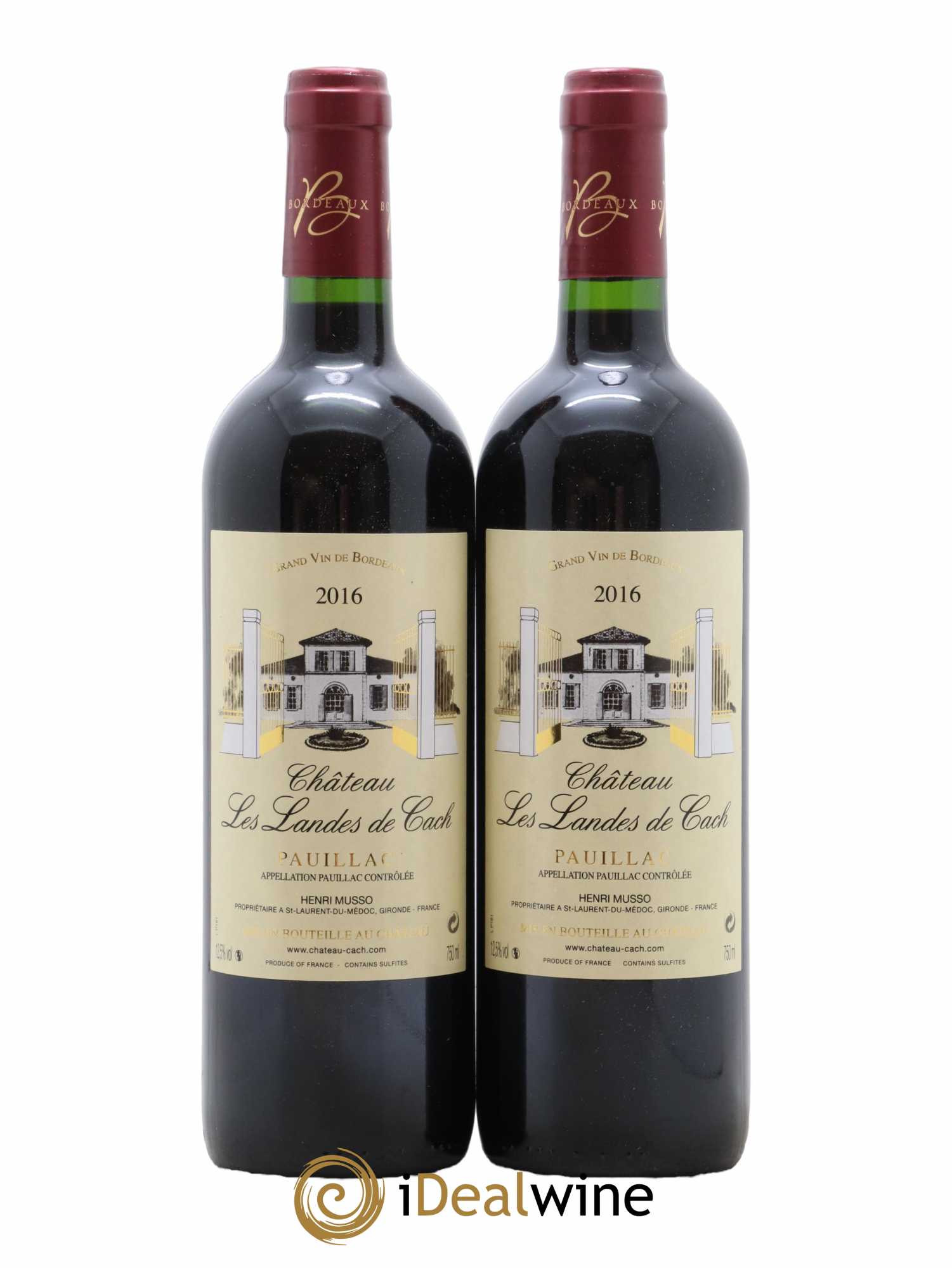 Pauillac Château Les Landes De Cach 2016 - Lot de 2 bouteilles - 0