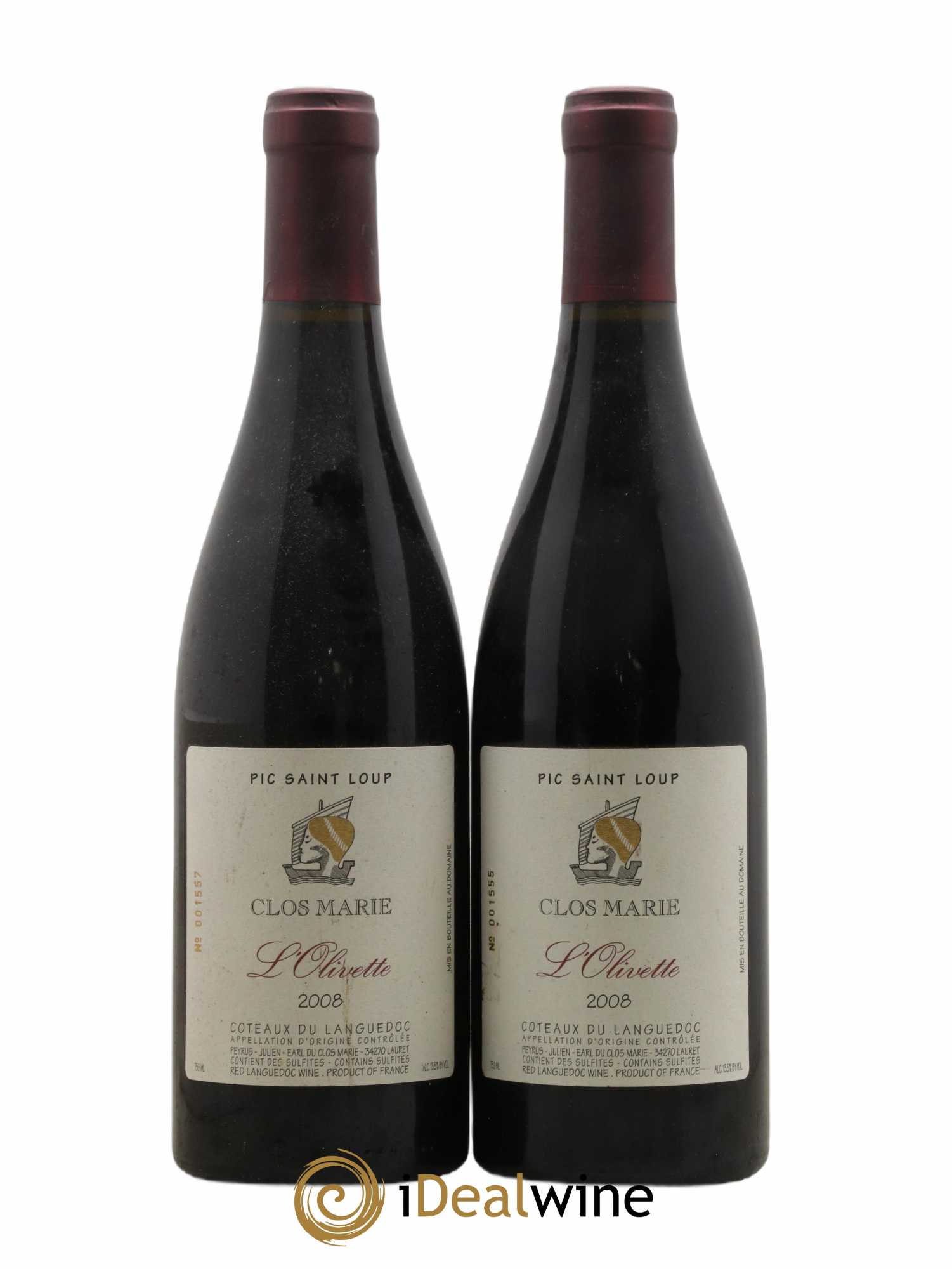 Pic Saint-Loup Clos Marie Olivette Christophe Peyrus et Françoise Julien 2008 - Lot de 2 bouteilles - 0