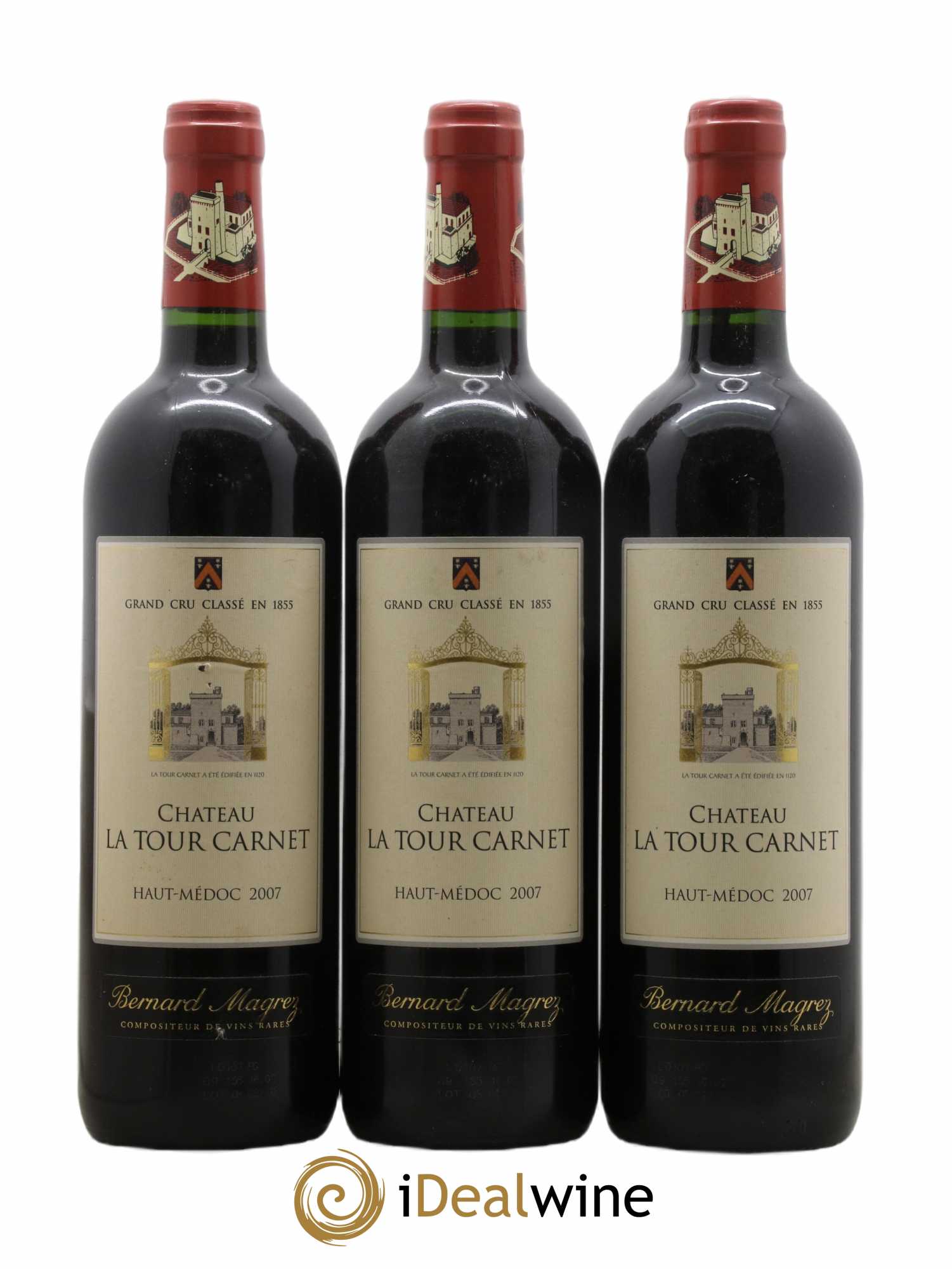 Château la Tour Carnet 4ème Grand Cru Classé 2007 - Lot de 3 bouteilles - 0