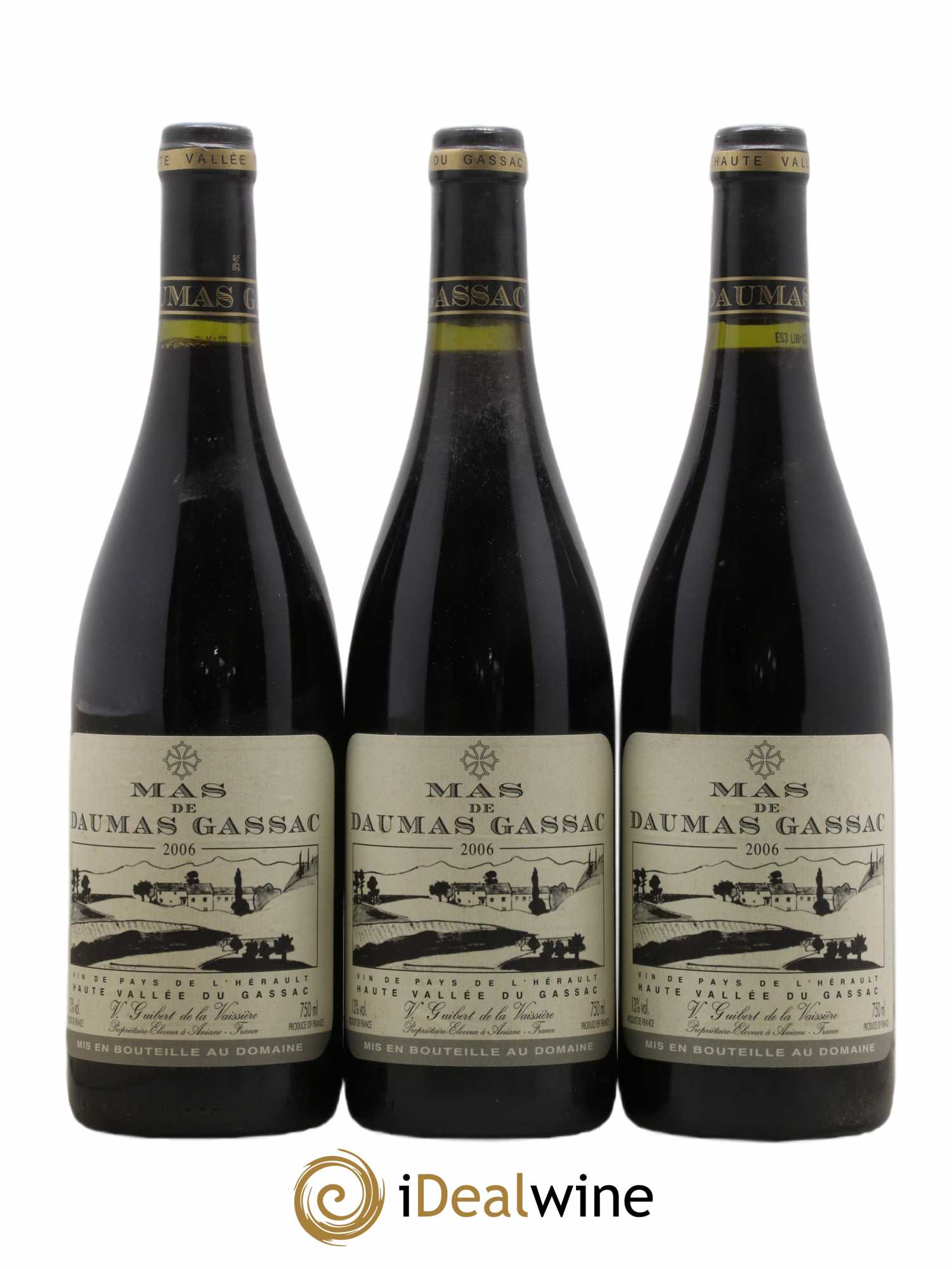 Saint-Guilhem-le-Désert - Cité d'Aniane Mas Daumas Gassac Famille Guibert de La Vaissière 2006 - Lot de 3 bouteilles - 0