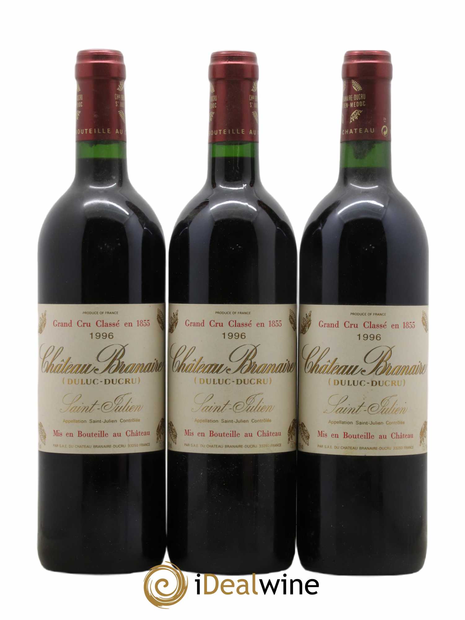 Château Branaire Ducru 4ème Grand Cru Classé 1996 - Lot de 3 bouteilles - 0