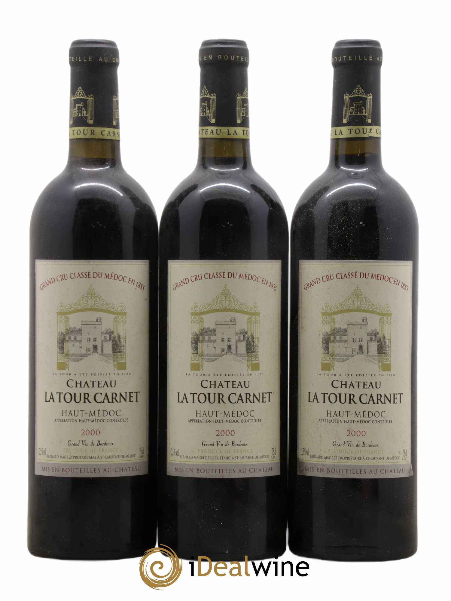 Château la Tour Carnet 4ème Grand Cru Classé 2000 - Lot de 3 bouteilles - 0
