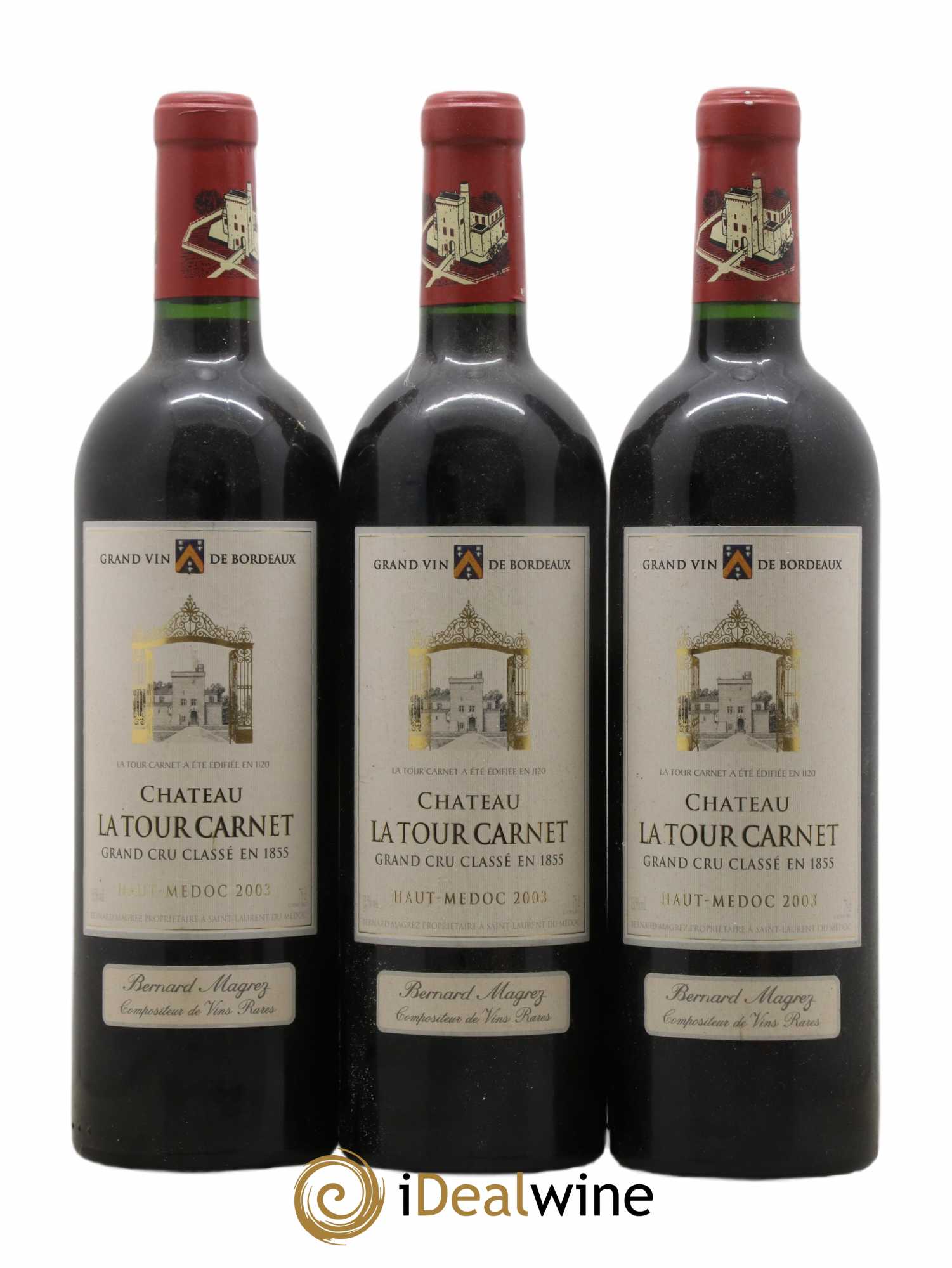 Château la Tour Carnet 4ème Grand Cru Classé 2003 - Lot de 3 bouteilles - 0