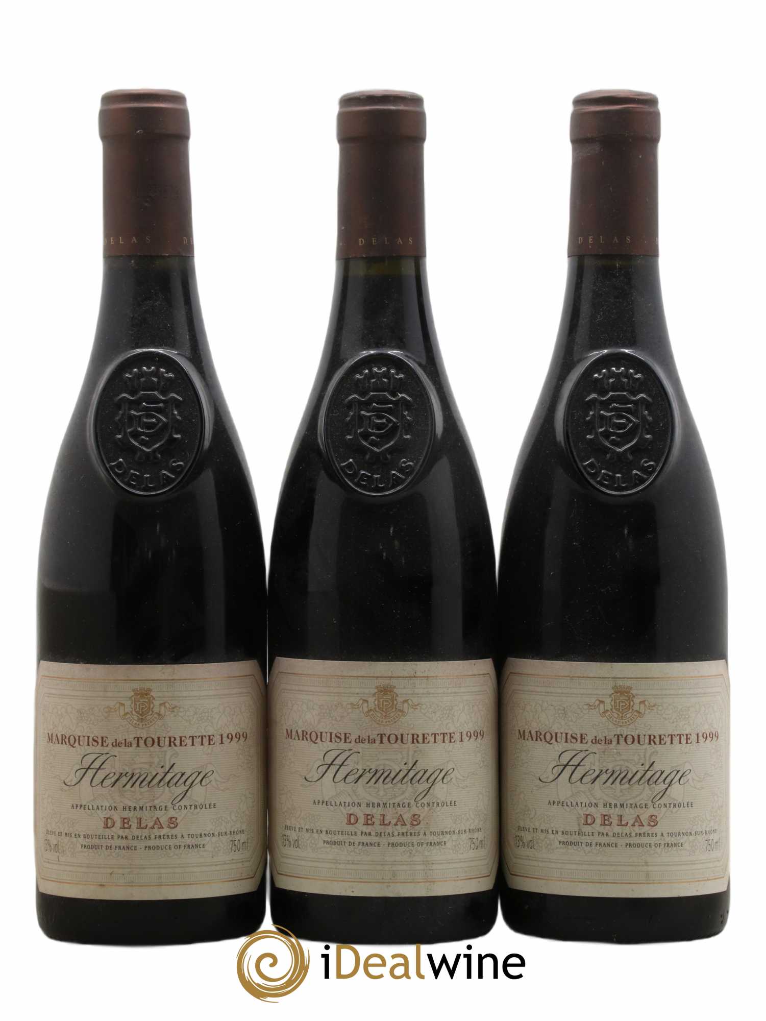 Hermitage Marquise de la Tourette Delas Frères 1999 - Lot de 3 bouteilles - 0