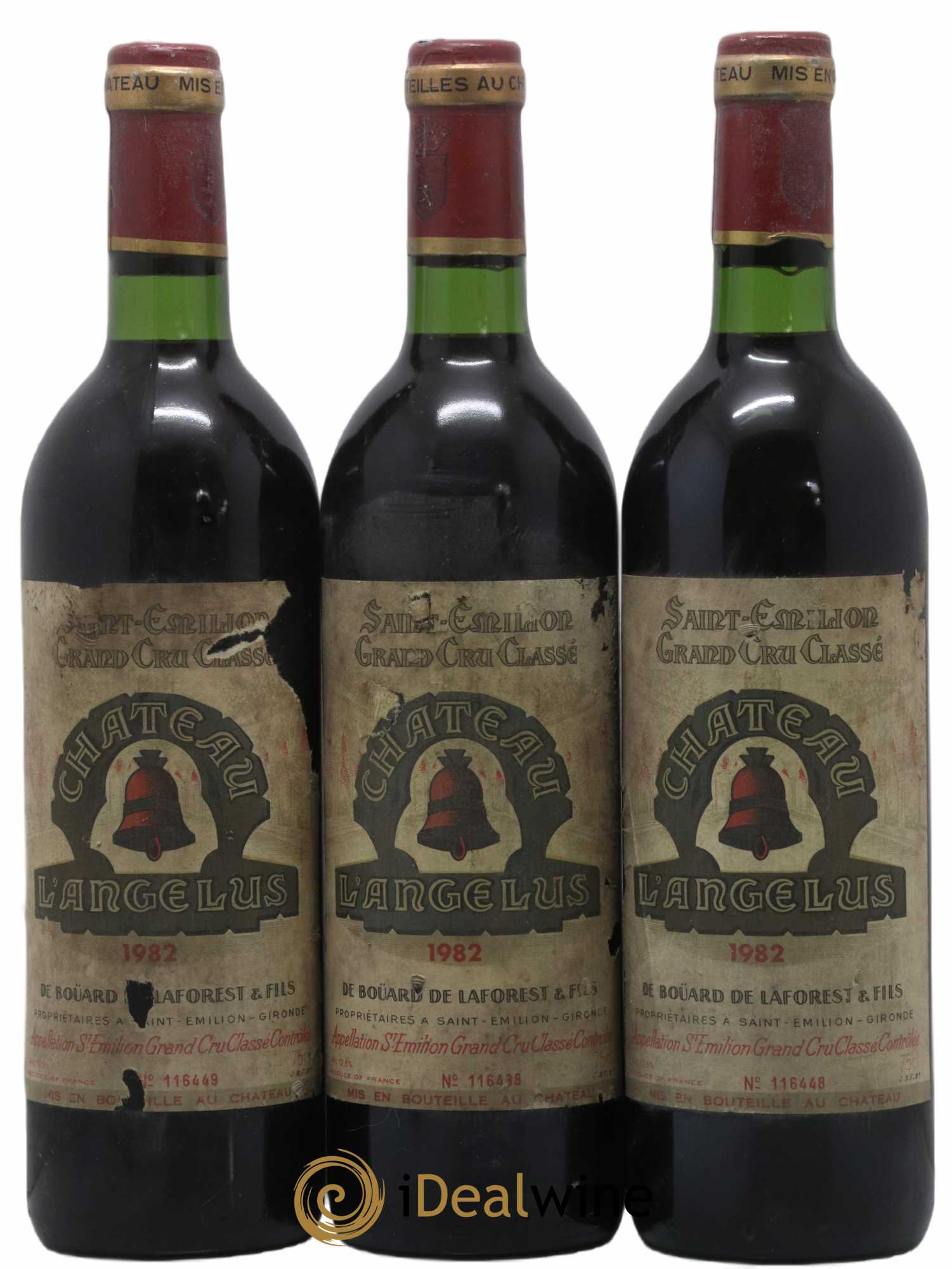 Château Angélus 1er Grand Cru Classé A 1982 - Lot de 3 bouteilles - 0