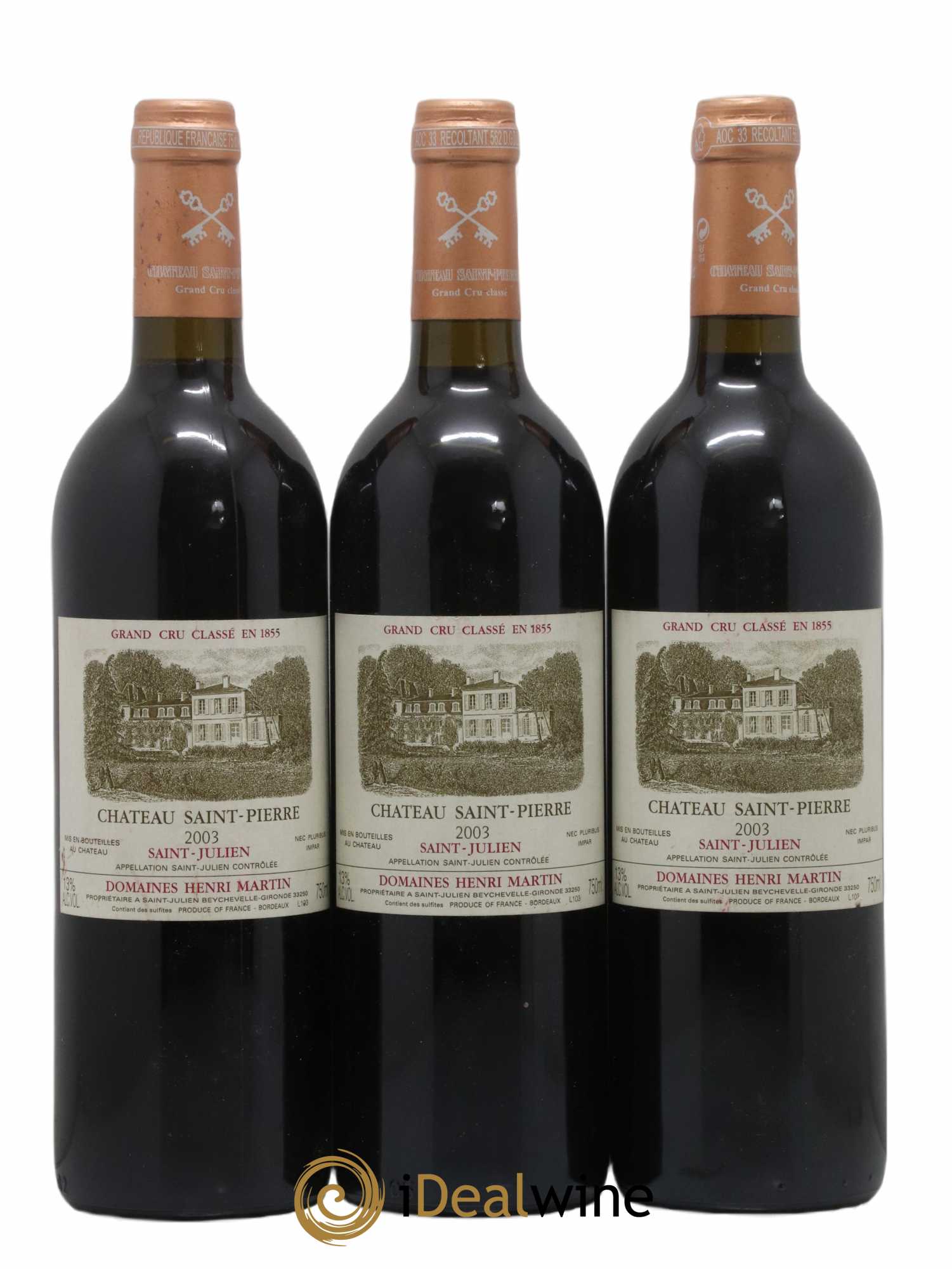 Château Saint-Pierre 4ème Grand Cru Classé 2003 - Lot de 3 bouteilles - 0