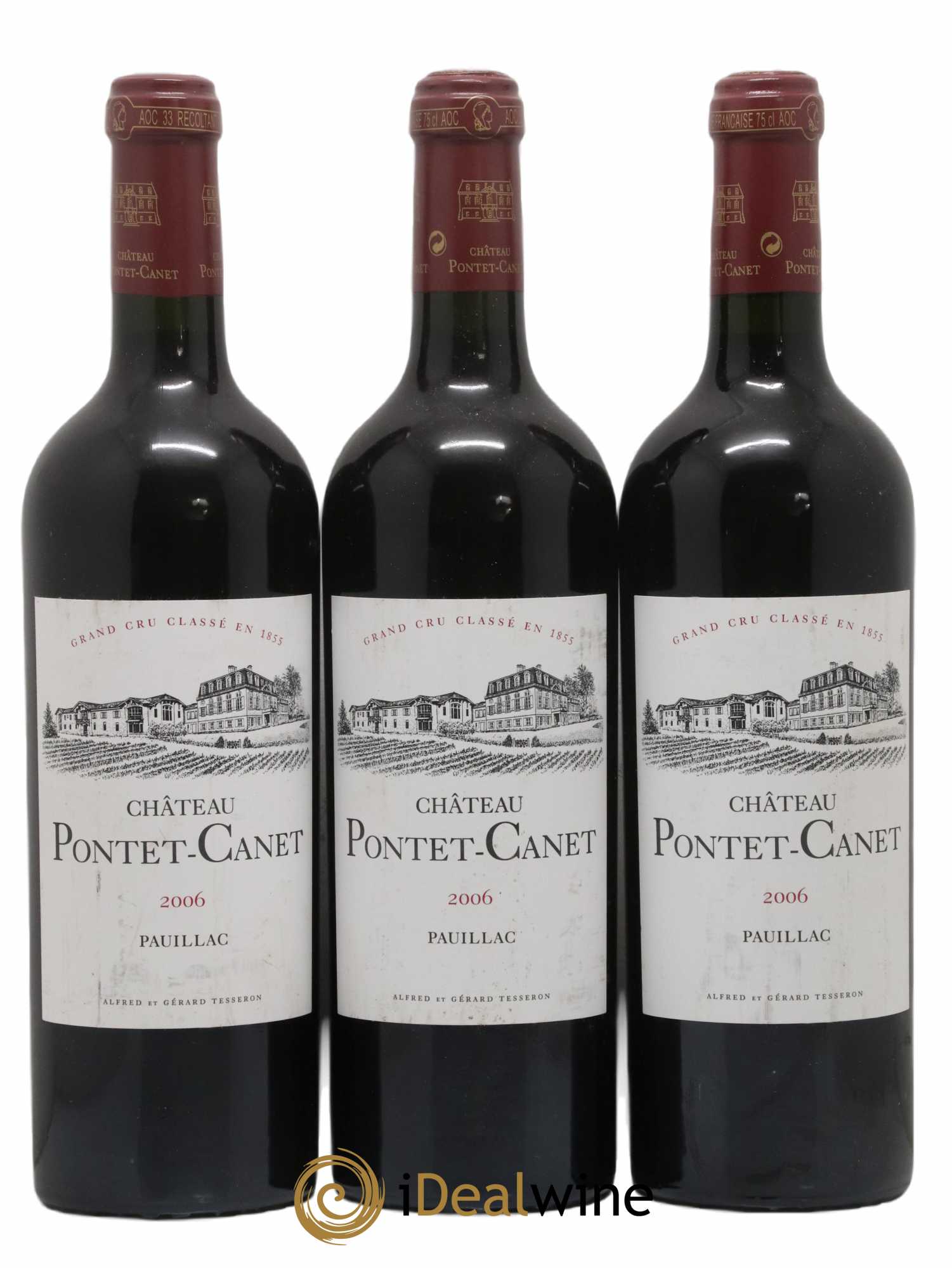 Château Pontet Canet 5ème Grand Cru Classé 2006 - Lot de 3 bouteilles - 0
