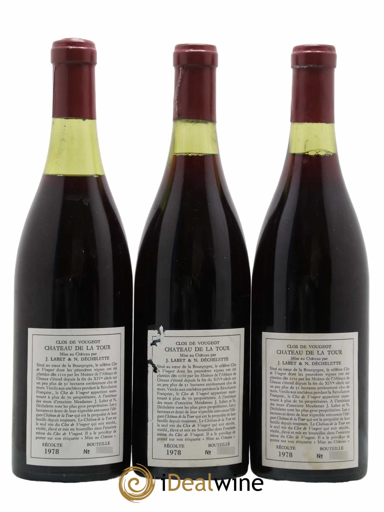 Clos de Vougeot Grand Cru Château de La Tour 1978 - Lot de 3 bouteilles - 1