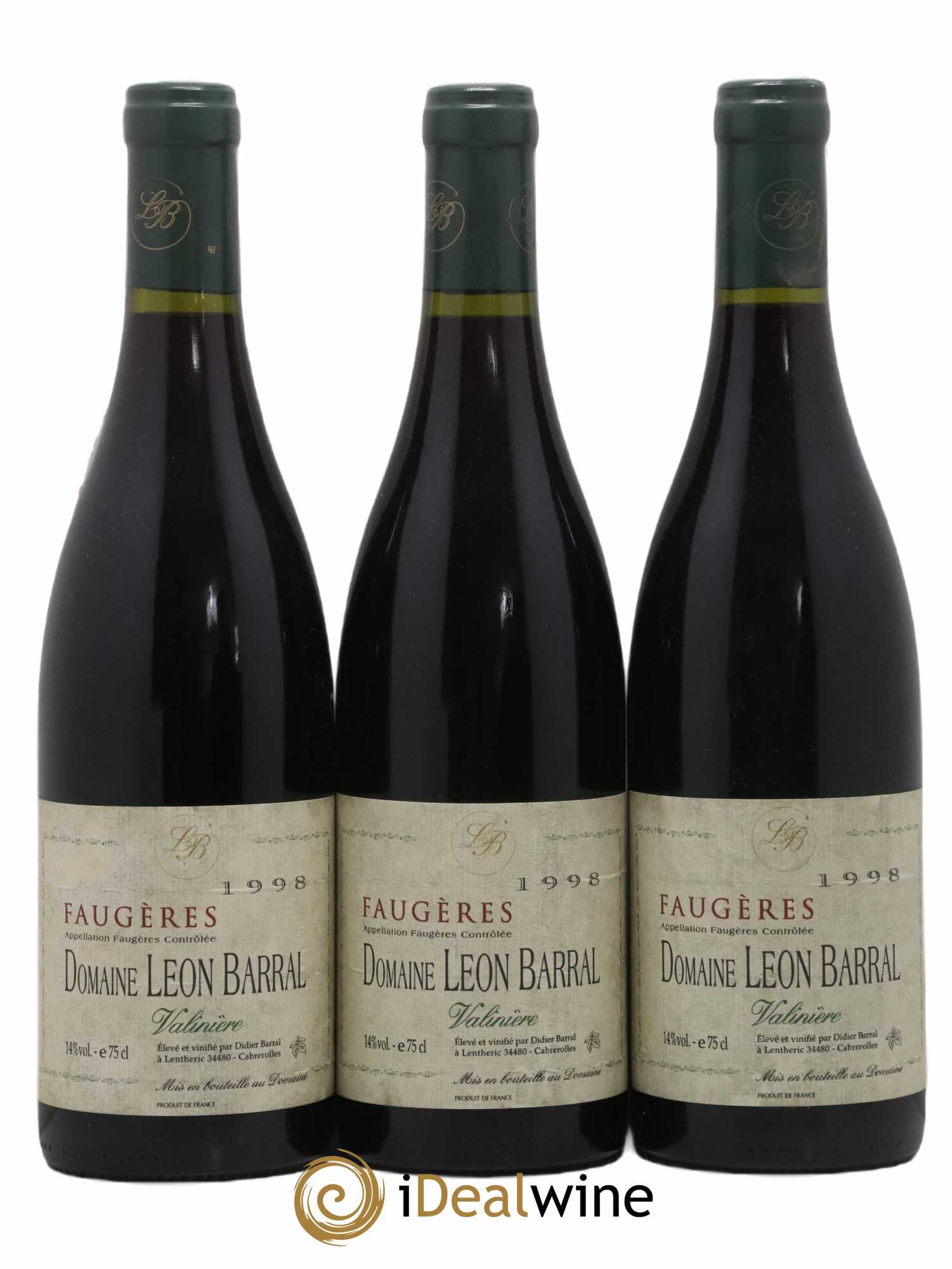 Faugères Valinière Domaine Léon Barral 1998 - Lot de 3 bouteilles - 0