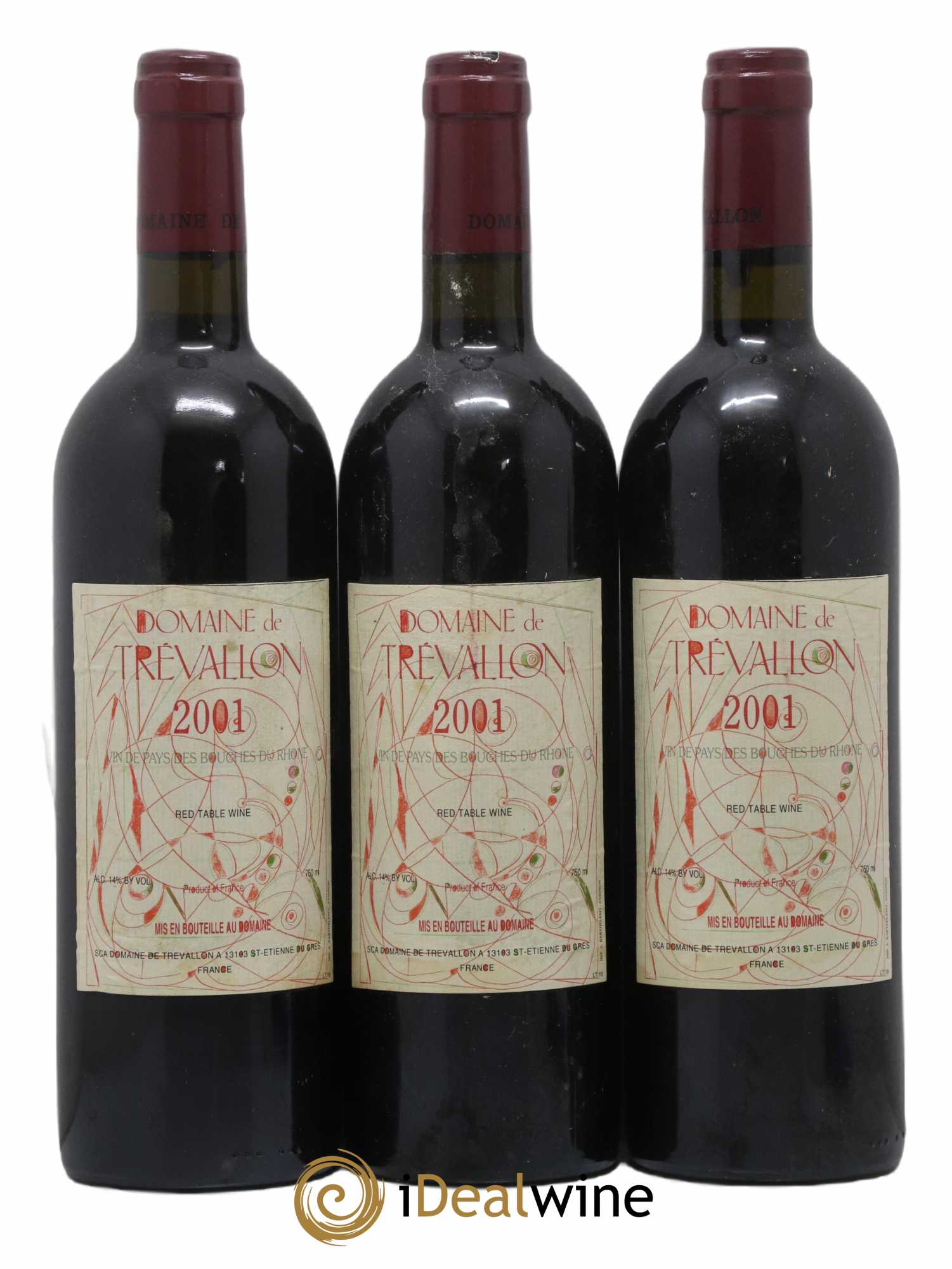 VDP Bouches du Rhône Trévallon (Domaine de) Eloi Dürrbach 2001 - Lot de 3 bouteilles - 0