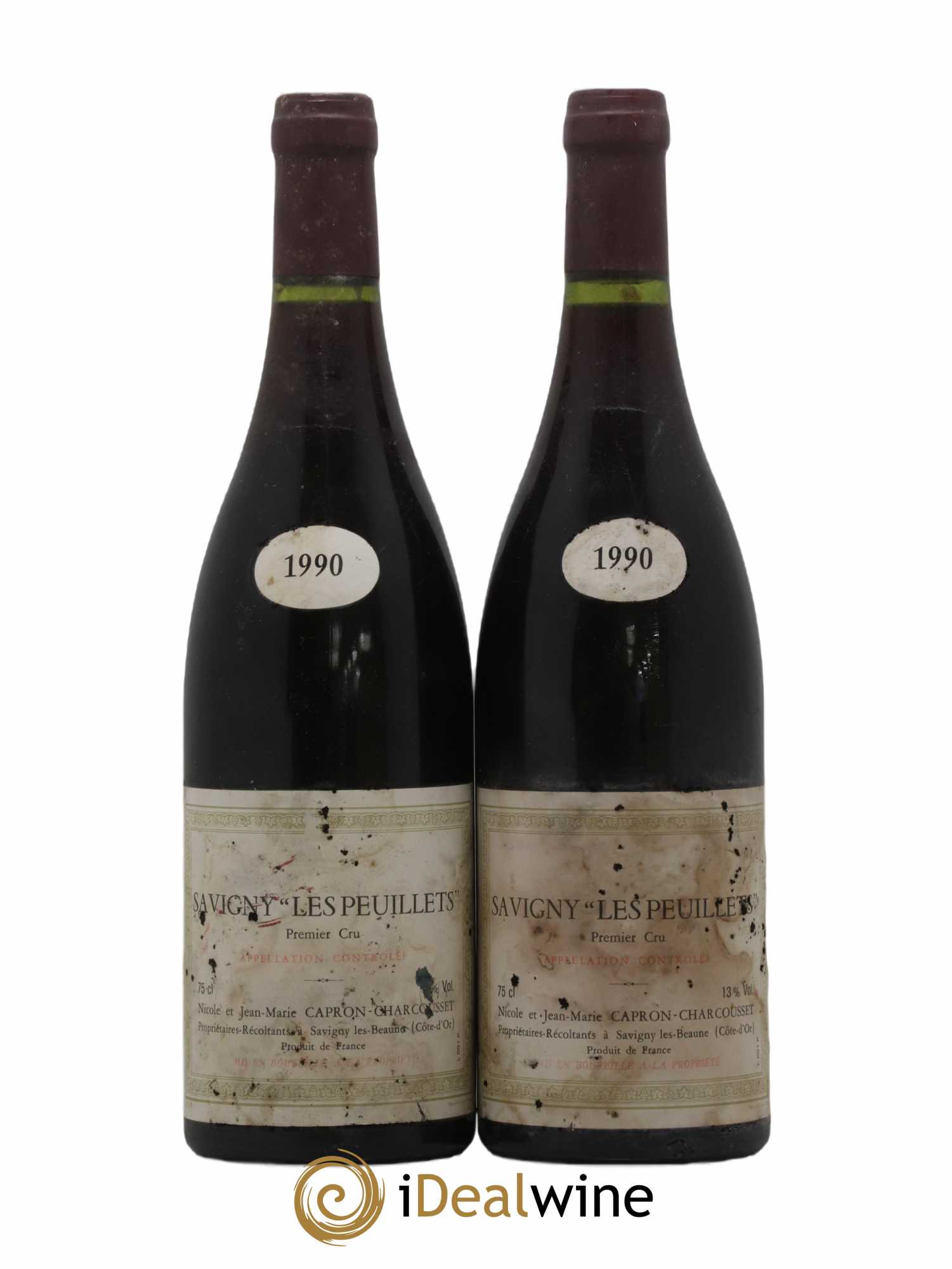 Savigny-lès-Beaune 1er Cru Les Peuillets Nicole et Jean Marie Capron Charcousset 1990 - Posten von 2 Flaschen - 0