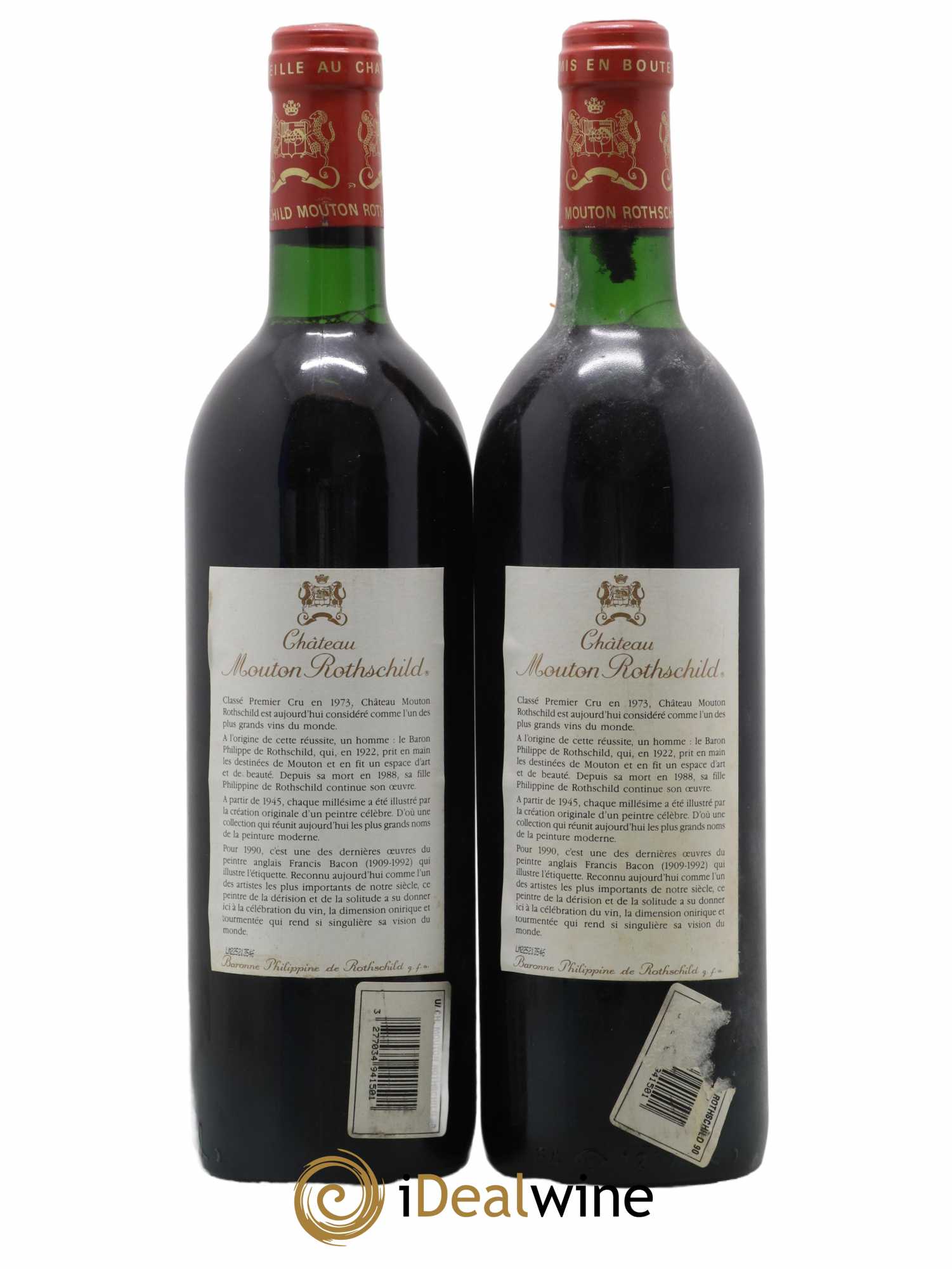Château Mouton Rothschild 1er Grand Cru Classé 1990 - Lot de 2 bouteilles - 1