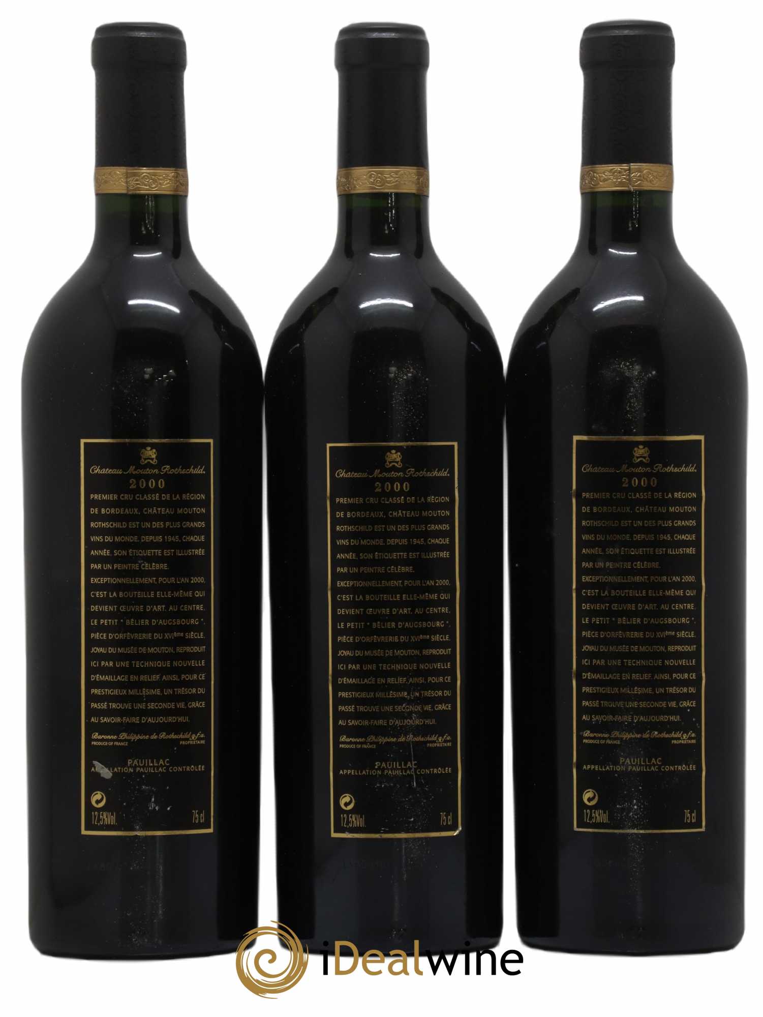 Château Mouton Rothschild 1er Grand Cru Classé 2000 - Lot de 3 bouteilles - 1