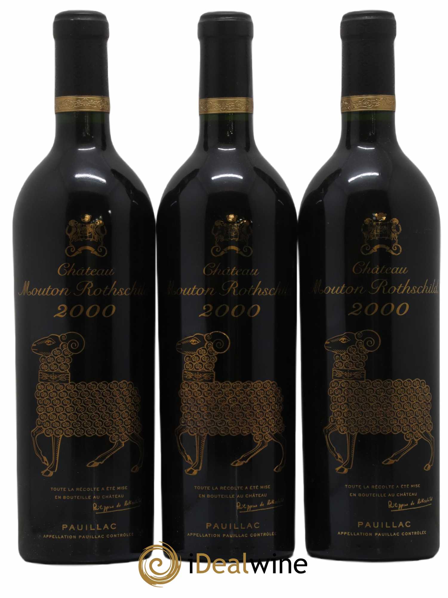 Château Mouton Rothschild 1er Grand Cru Classé 2000 - Lot de 3 bouteilles - 0