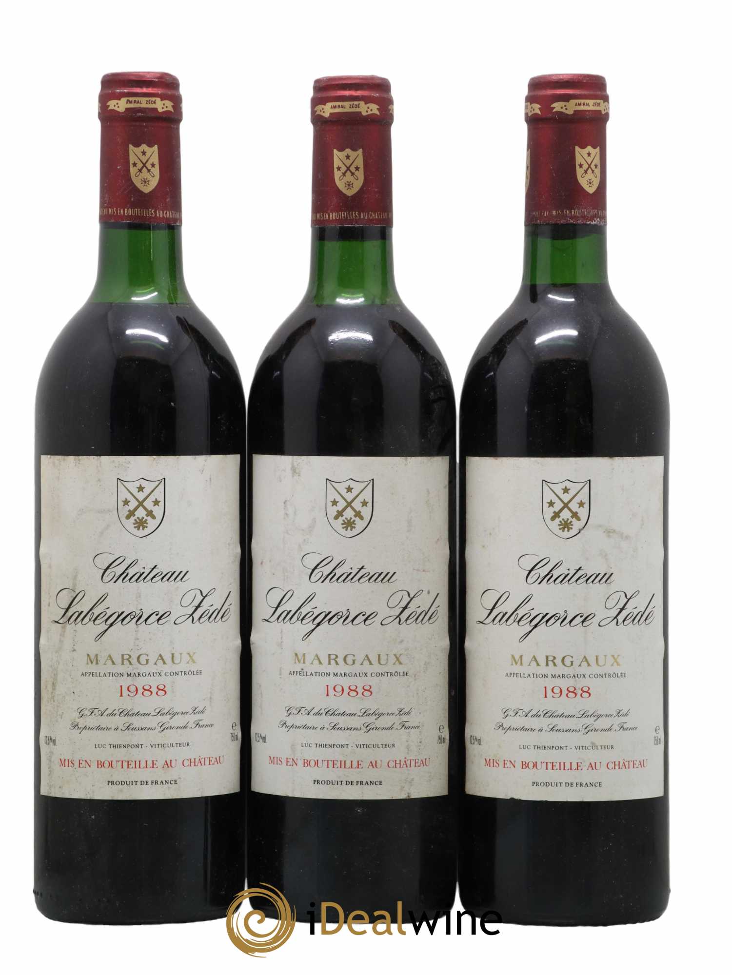Château Labegorce Zédé Cru Bourgeois 1988 - Lot de 3 bouteilles - 0