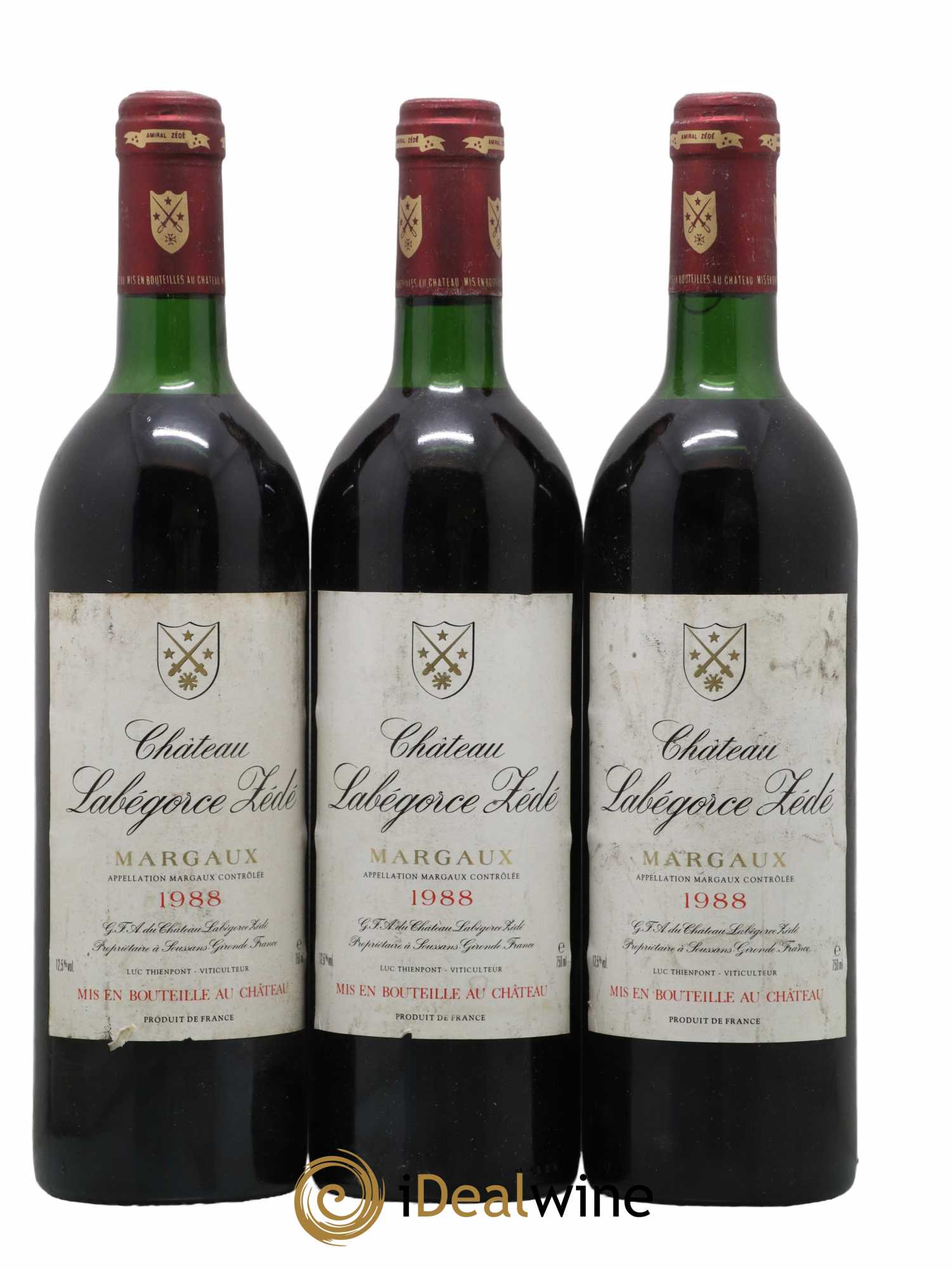 Château Labegorce Zédé Cru Bourgeois 1988 - Lot de 3 bouteilles - 0