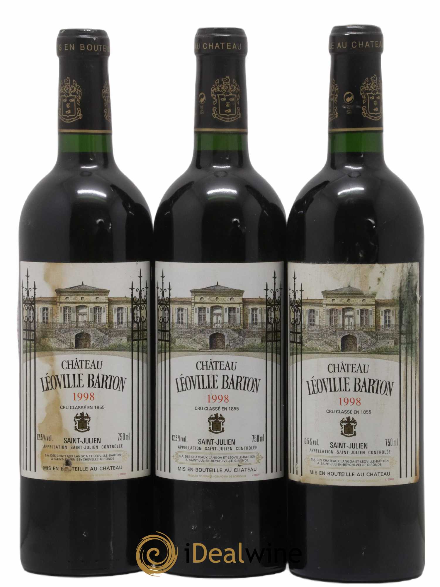 Château Léoville Barton 2ème Grand Cru Classé 1998 - Lot of 3 bottles - 0