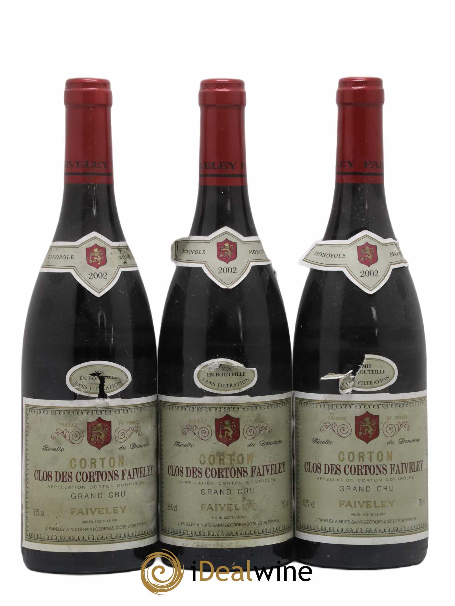 Corton Grand Cru Clos des Cortons Faiveley 2002 - Lot de 3 bouteilles - 0